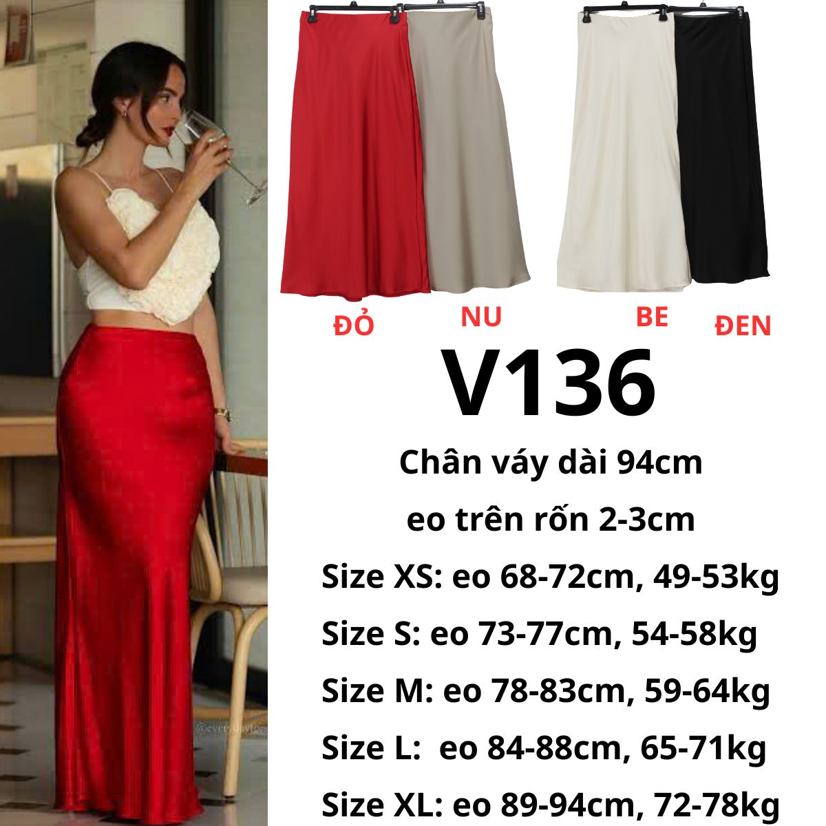 V136- CHÂN VÁY LỤA