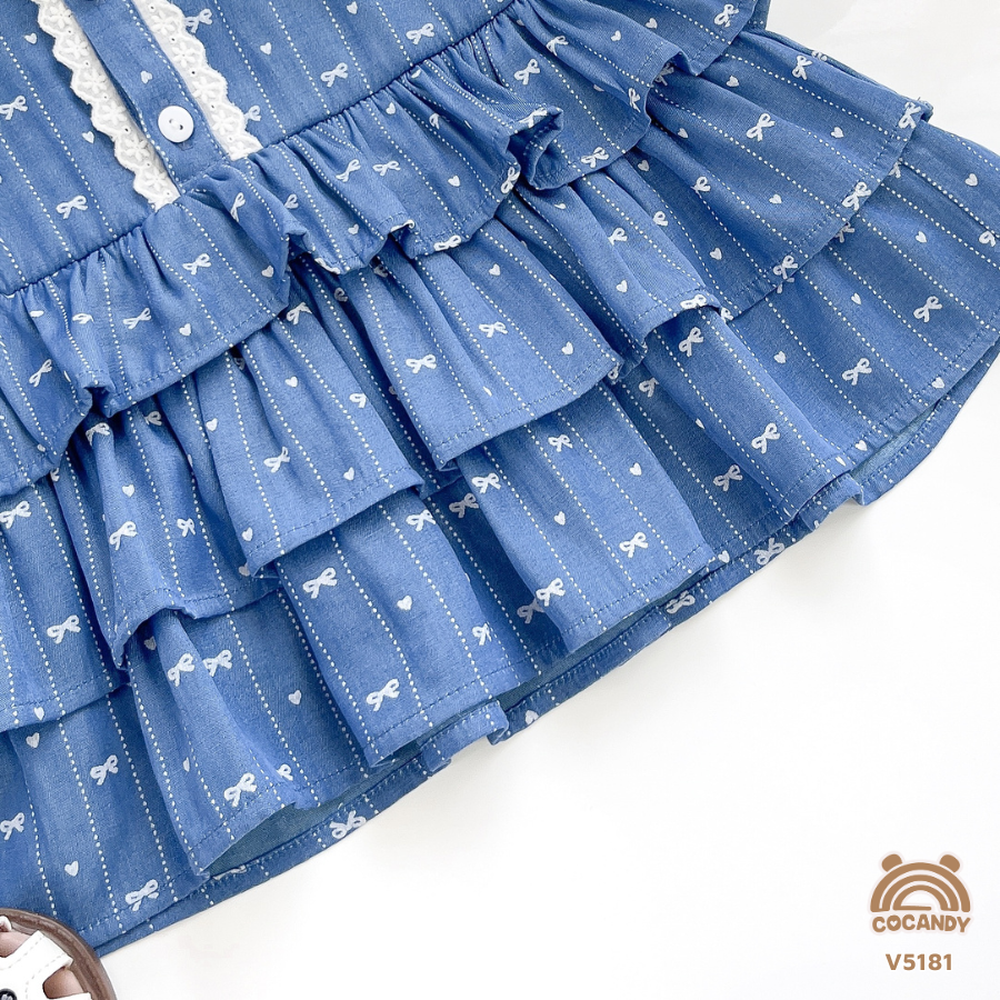 Váy cộc XANH nơ nhỏ bẻ viền ren phối nơ_thumbnail_4