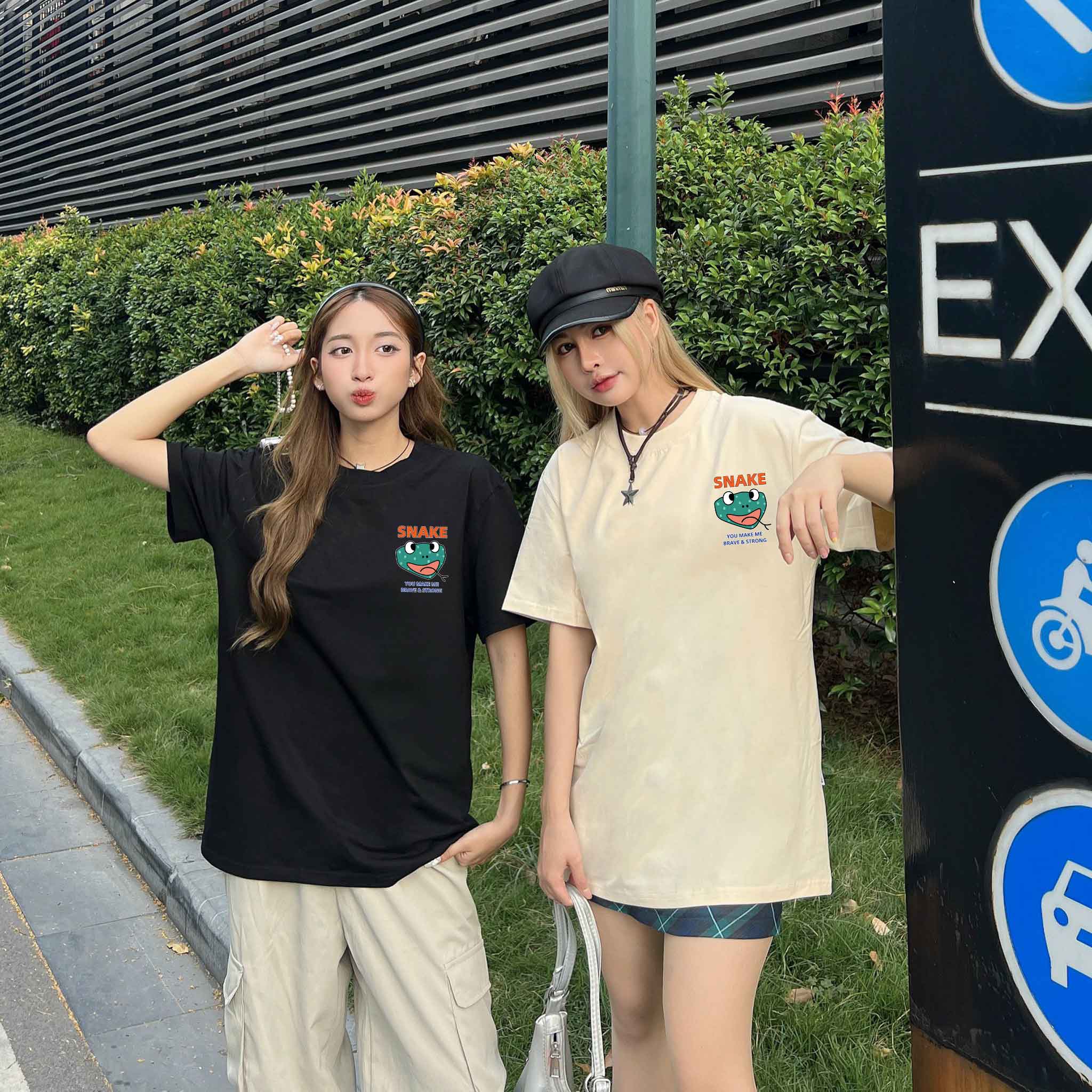 Áo thun nữ form rộng 12 con giáp tuổi Tị ( tuổi rắn) ATD425 Miucho cotton cổ tròn in graphic_thumbnail_4