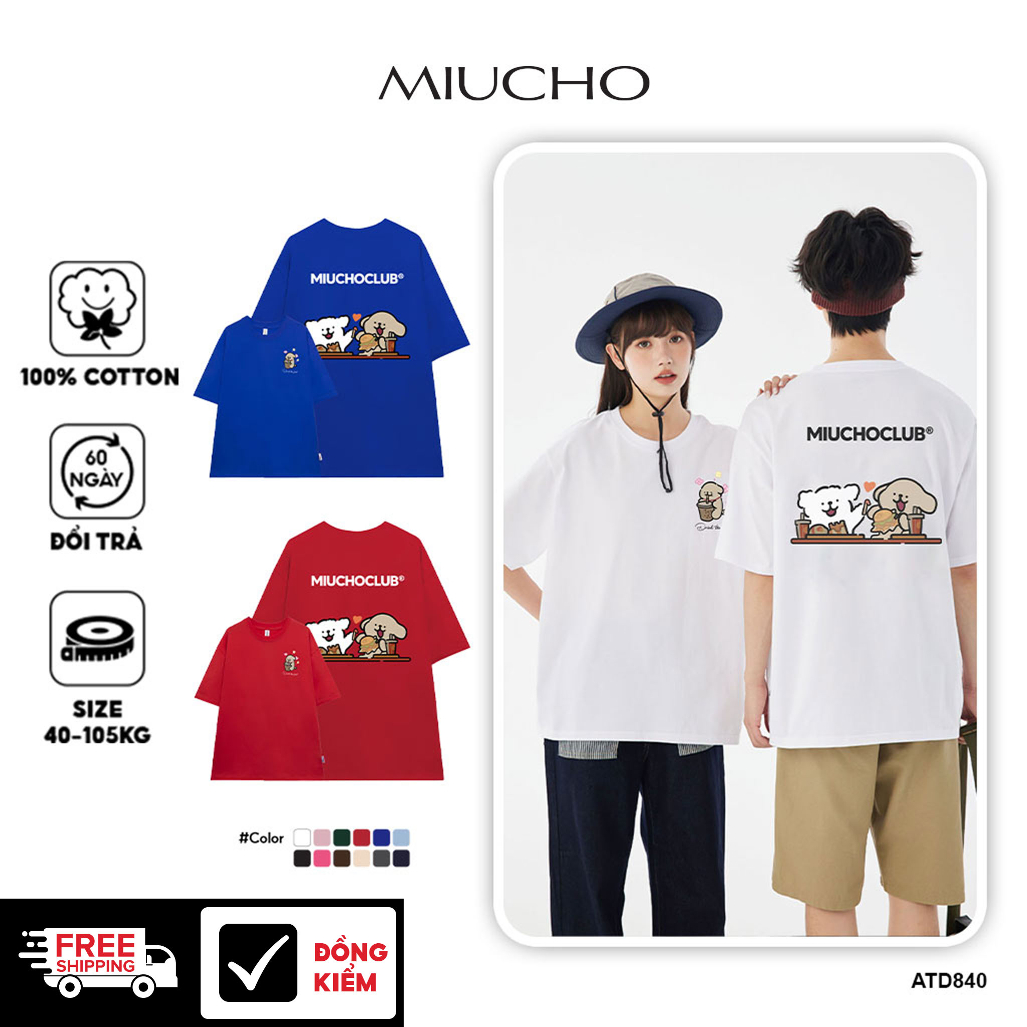 Áo thun cặp đôi form rộng local brand ATD840 Miucho tay ngắn vải cotton cổ tròn in mix_thumbnail_1