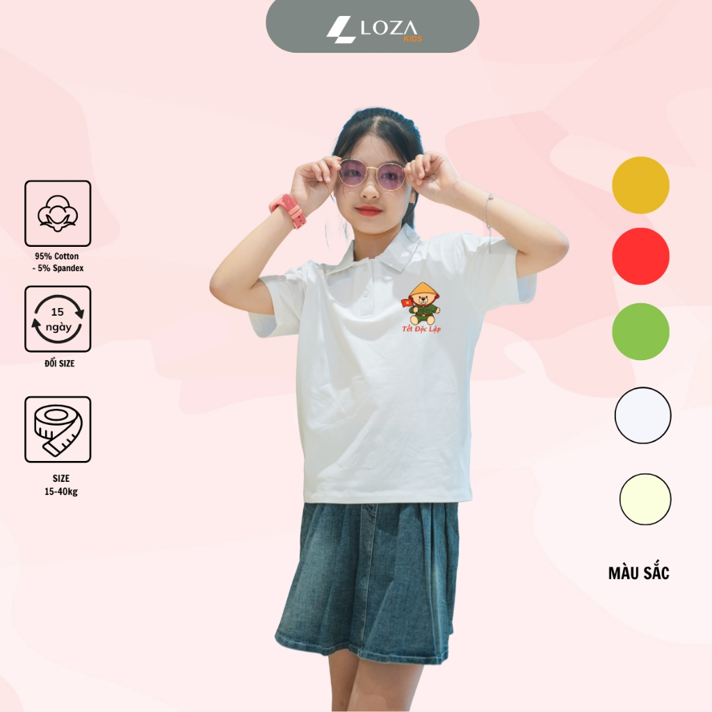 Áo polo bé gái in hình 