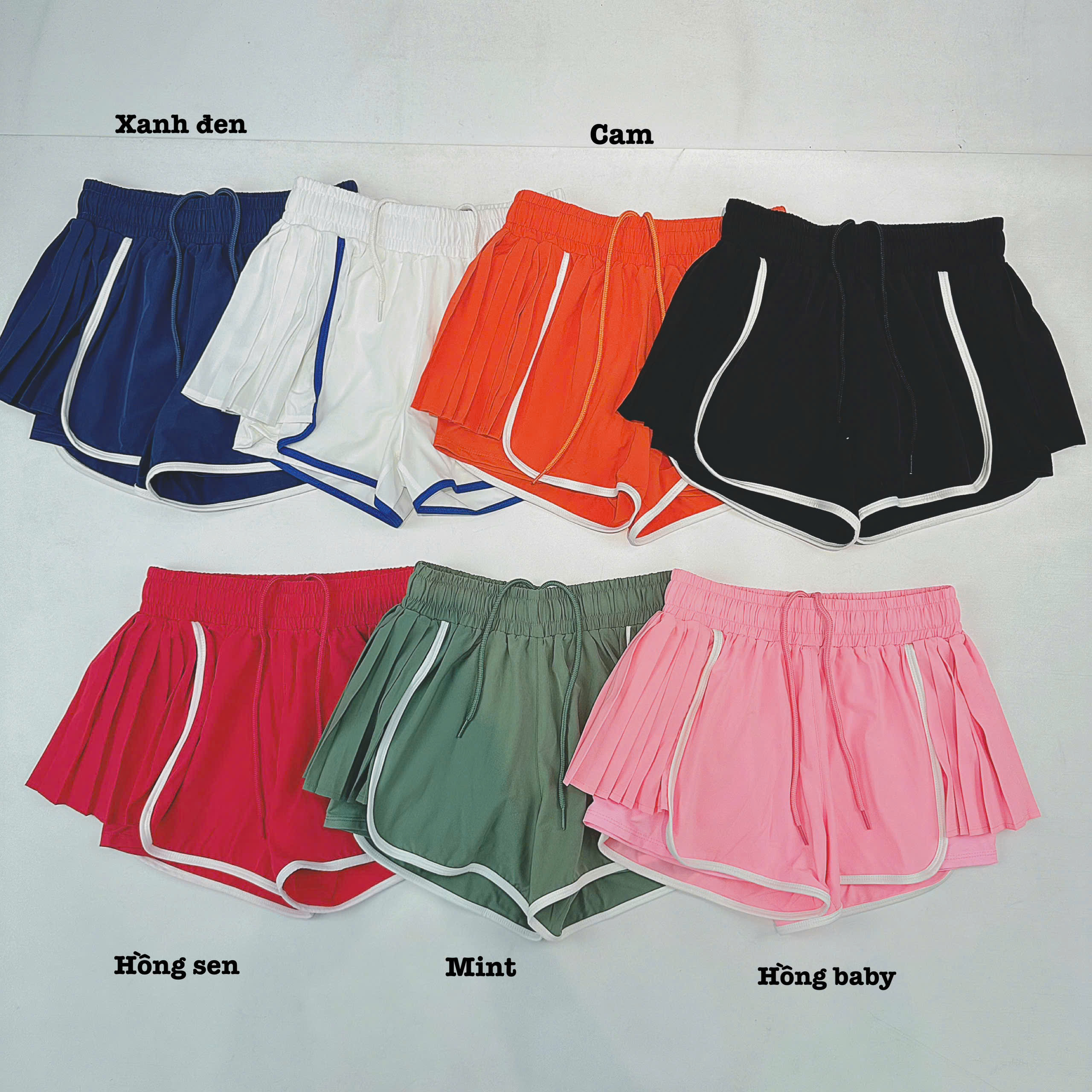 Quần Đùi Thể Thao Nữ Boxer 2 Lớp Xếp Li 2 Bên Phối Viền_thumbnail_14