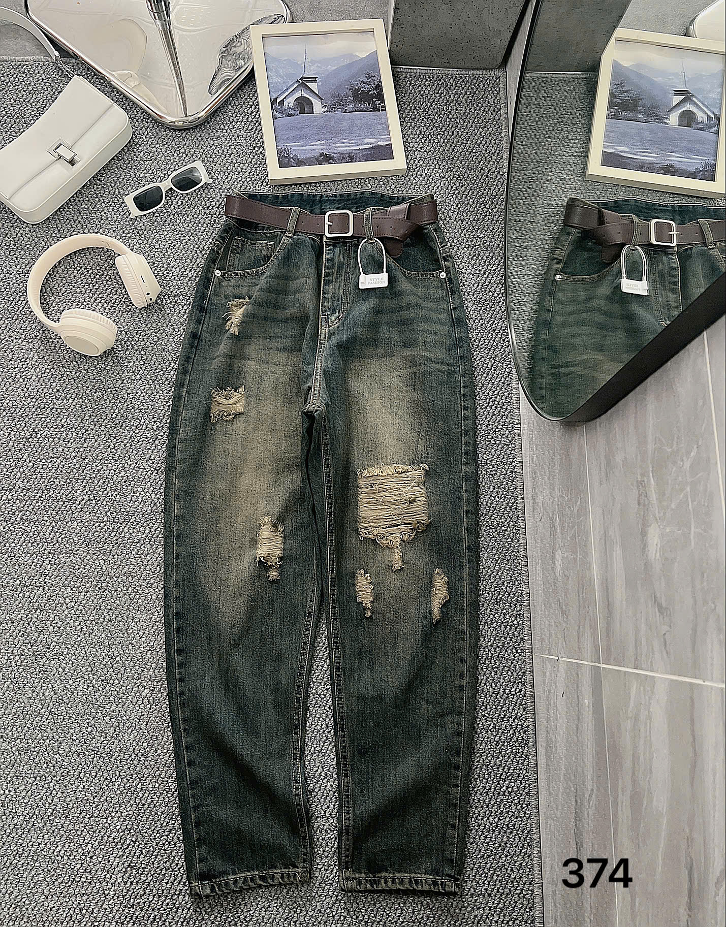 Quần jean baggy rách kiểu bigsize QJ374 dành cho nàng béo mập từ 55-90kg_thumbnail_7