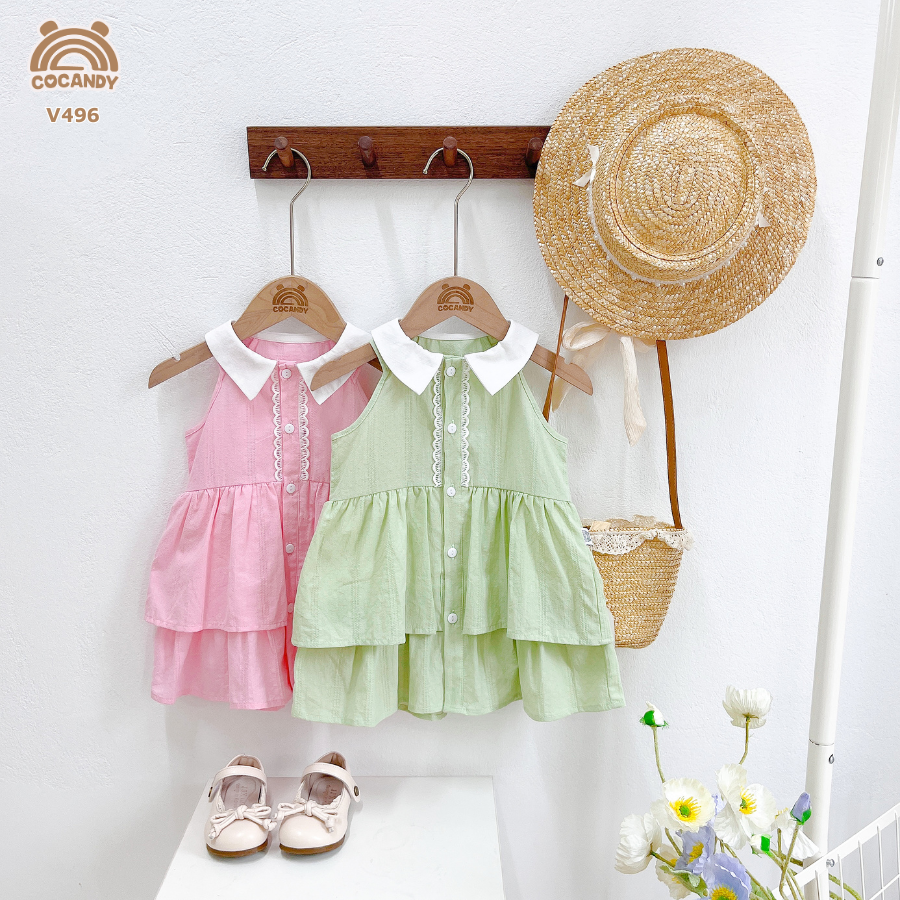 Váy cộc XANH CỐM sát nách cổ bẻ 2 tầng_thumbnail_3