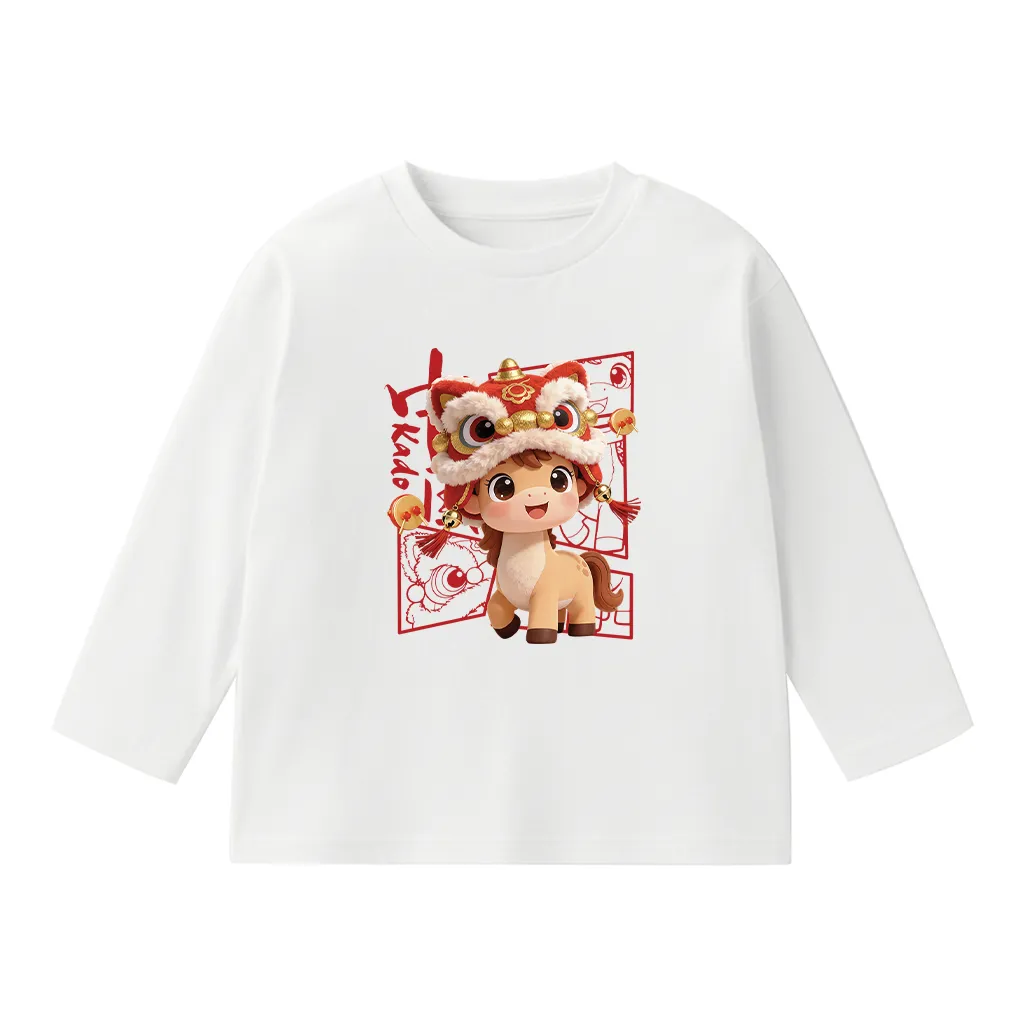 Áo thun Tết bé trai bé gái Ngựa Kỳ Lân Kado vải cotton thoáng mát tay dài cổ tròn 2983_thumbnail_7