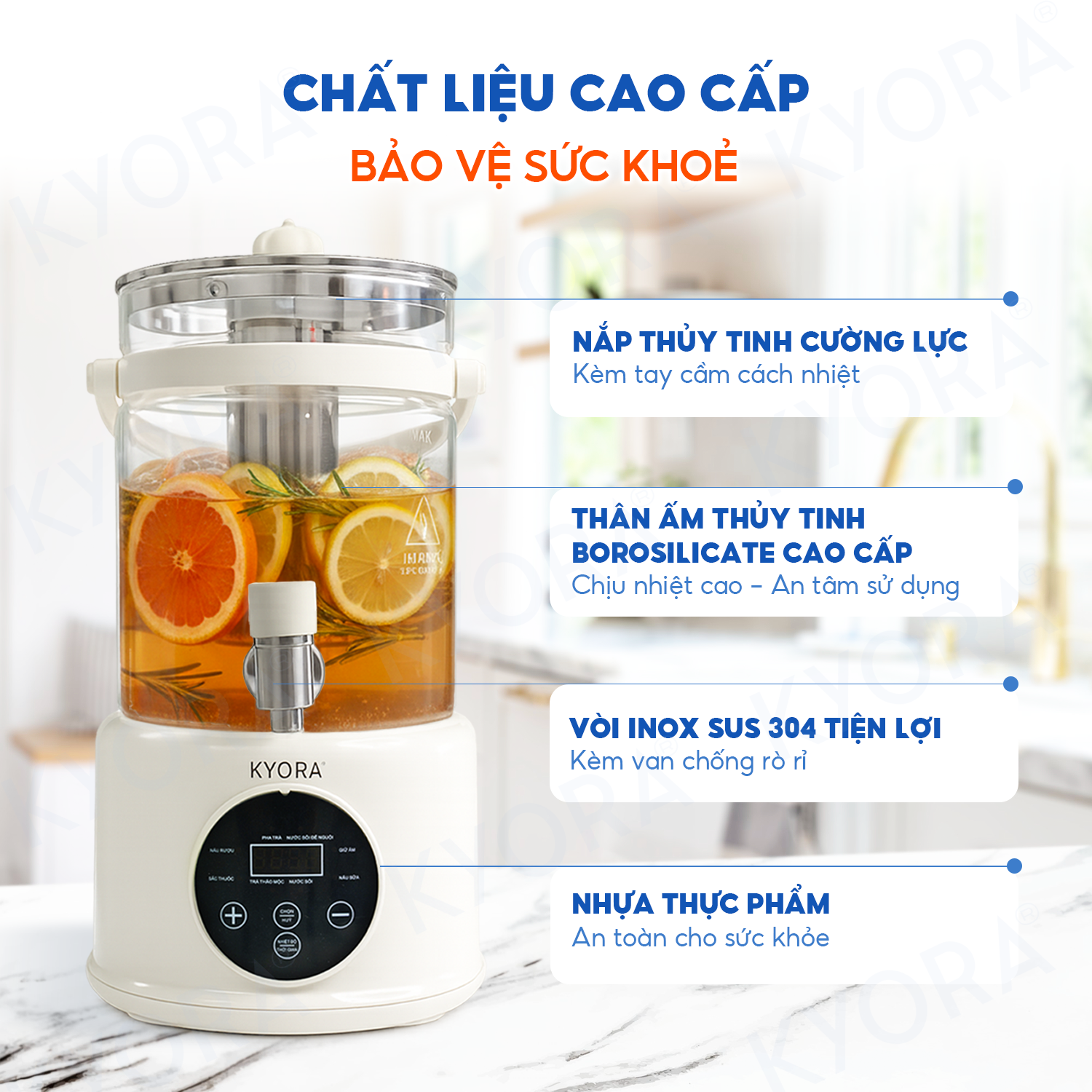 Ấm Đun Nước Giữ Nhiệt Đa Năng 8in1 Kyora 2.8L - 8 chức năng đun nấu - Giữ nhiệt 48H liên tục - Kèm lõi lọc trà_thumbnail_10