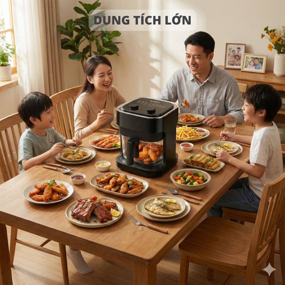 Nồi chiên không dầu lòng thuỷ tinh Mishio MK373 không lo bong tróc chống dính_thumbnail_4