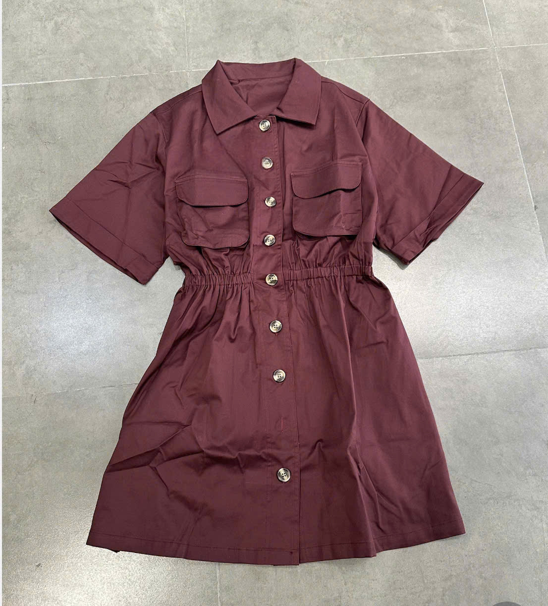 TV3 Đầm nữ Coton Q nhún 2 túi ( ĐEN )