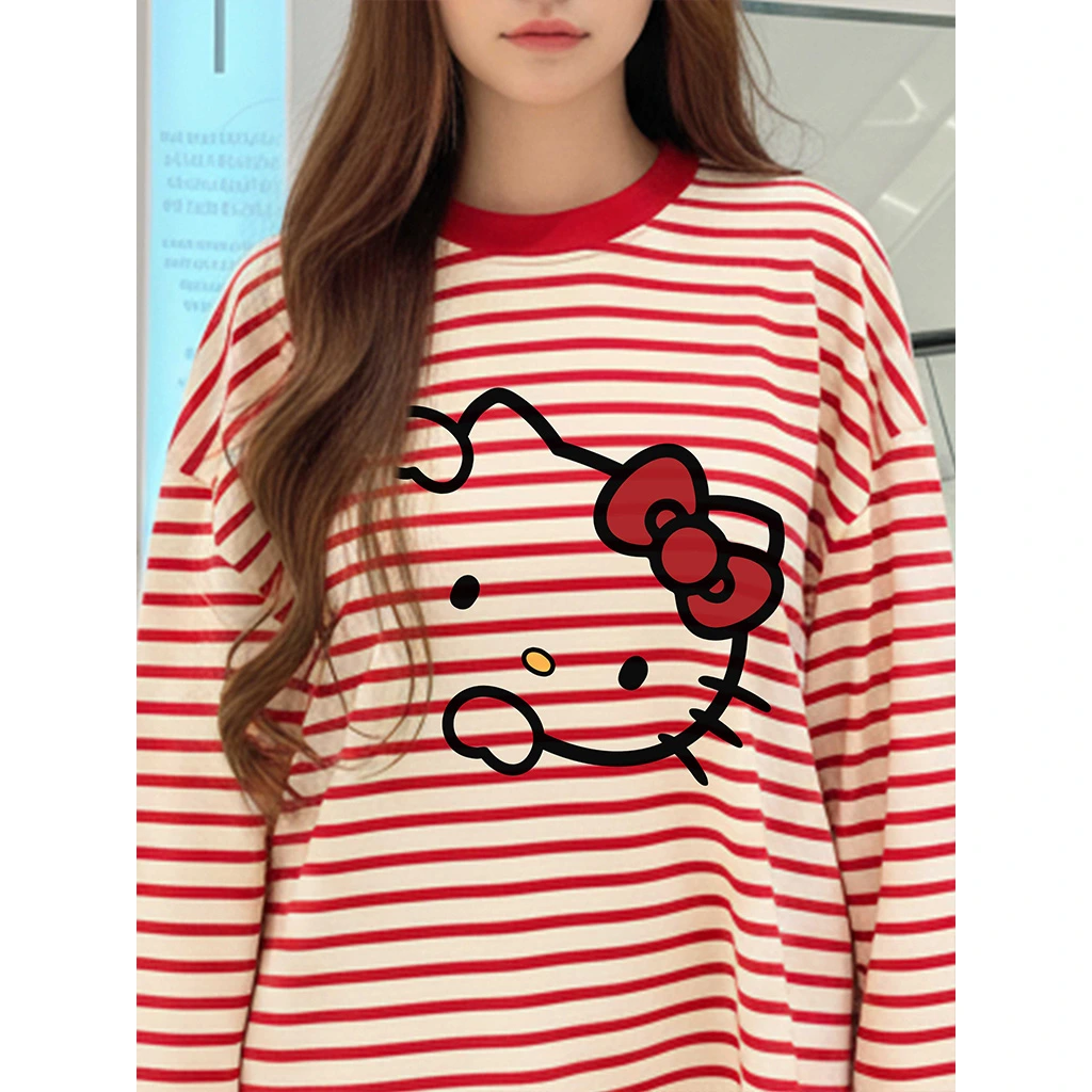 Áo thun nữ form boxy tay dài Miucho vải borip thoáng mát dày dặn hello kitty in mix 2692_thumbnail_5