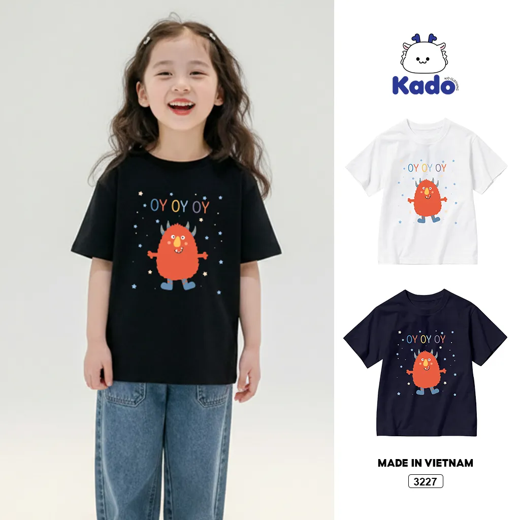 Áo thun bé trai bé gái hoạt hình form rộng Kado 3227