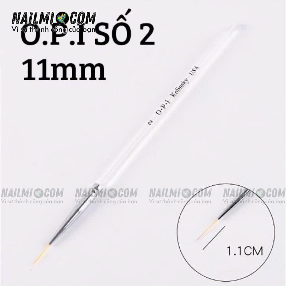 Cọ nét - cọ râu vẽ móng tay - 11mm - OPI số 2 - cán trong