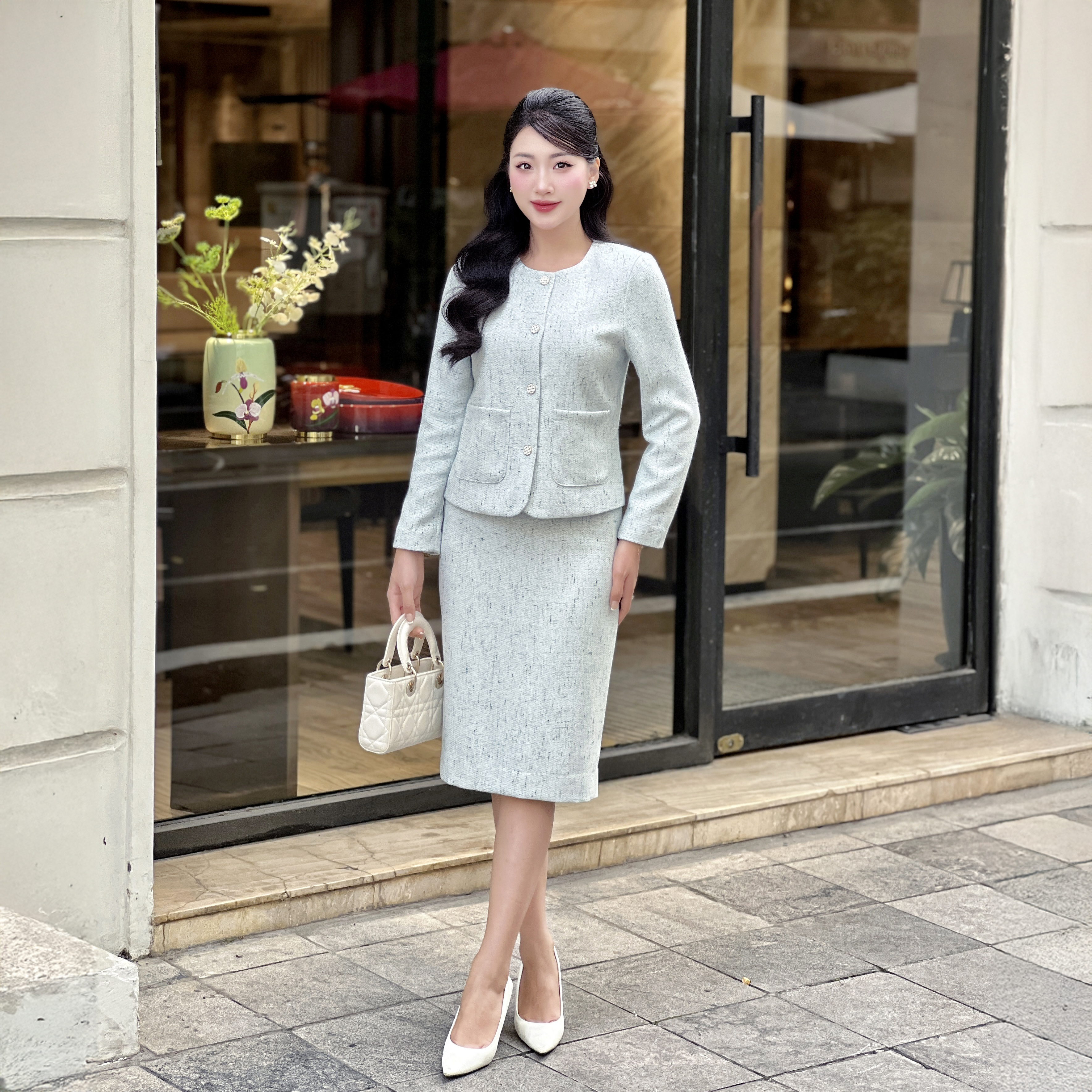 Set Dạ Nữ Narsis M24035 Chất Liệu Tweed Mềm Mịn, Thiết Kế Sang Trọng, Phù Hợp Mặc Tết_thumbnail_3