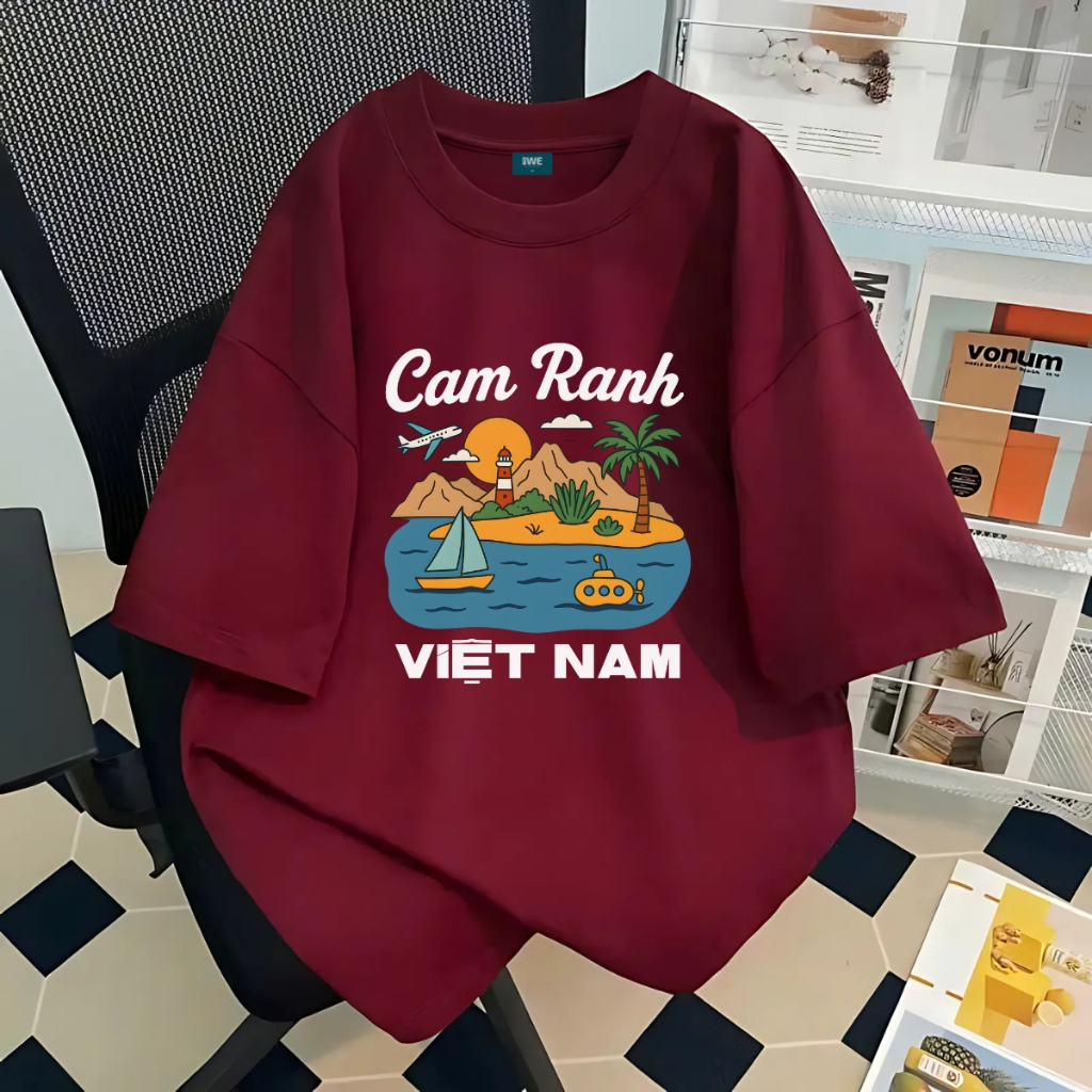Áo thun du lịch Việt Nam, Huế, Đà Nẵng...dáng oversize rộng màu đỏ local brand We Tee - T036_thumbnail_13