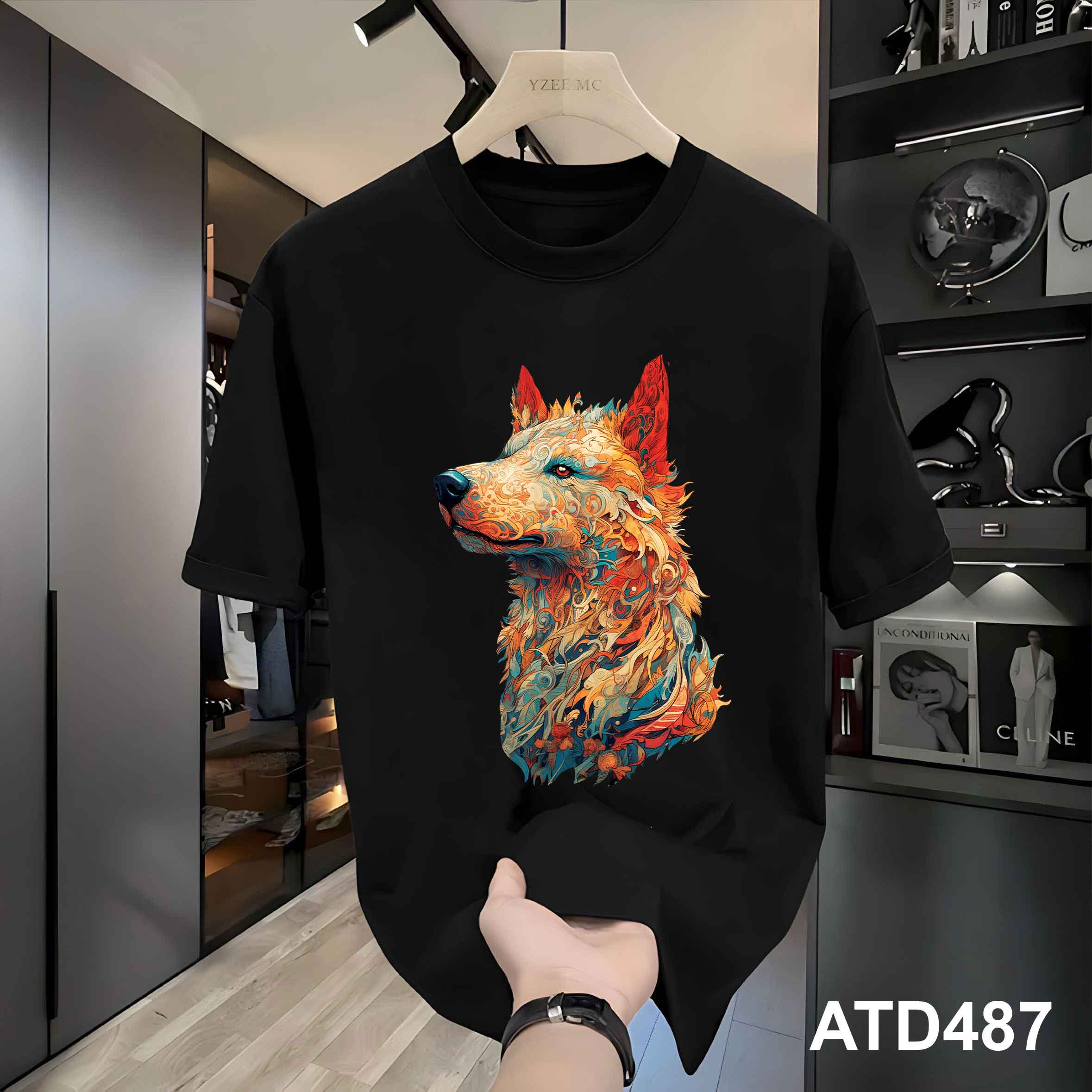 Áo thun nam form rộng 12 con giáp tuổi Tuất ATD487 Miucho Iconic cotton cổ tròn in graphic