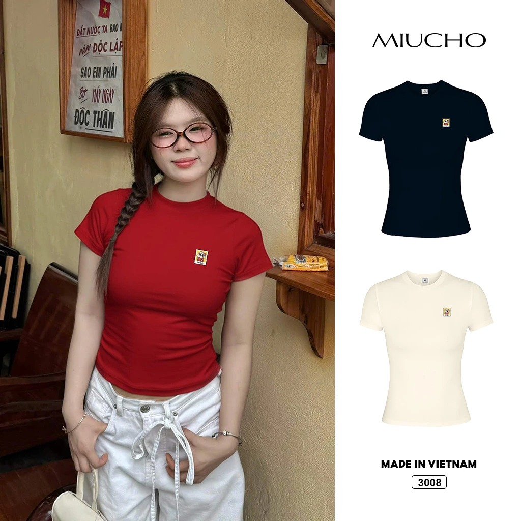 Áo baby tee form slim fit Miucho vải visco thoáng mát hack dáng nhiều màu 3008