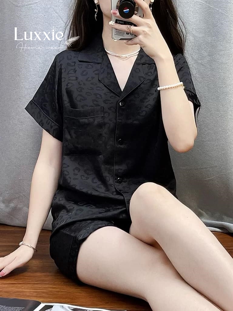 N40C Pijama lụa báo nhiều màu cộc tay quần đùi_thumbnail_2