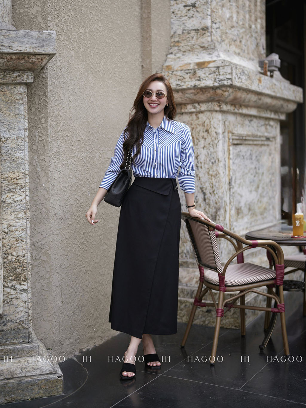 Chân váy chữ A vạt chồng