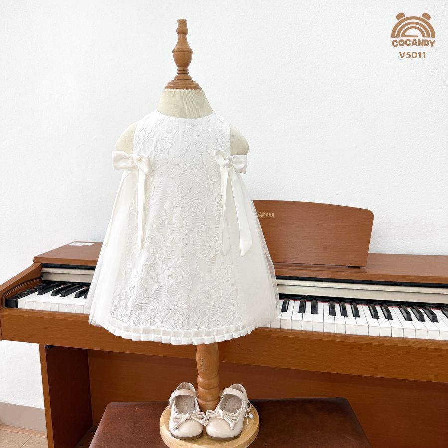 Váy tafta TRẮNG 2 nơ phối ren_thumbnail_0