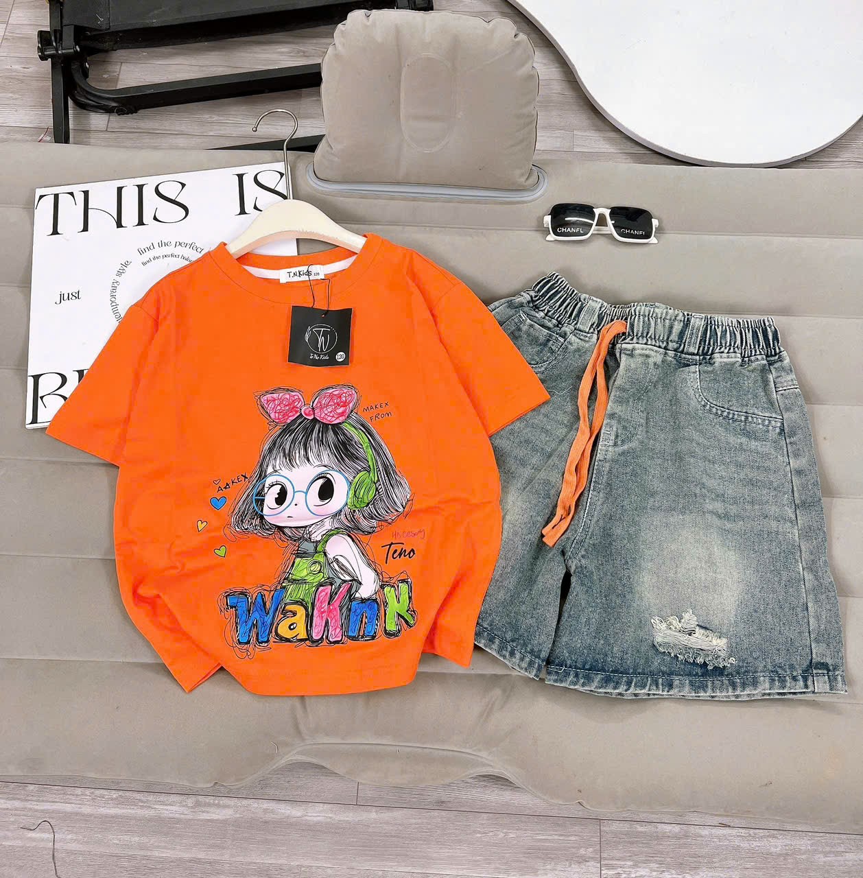 [Z30] Bộ tai nghe xanh nơ hồng