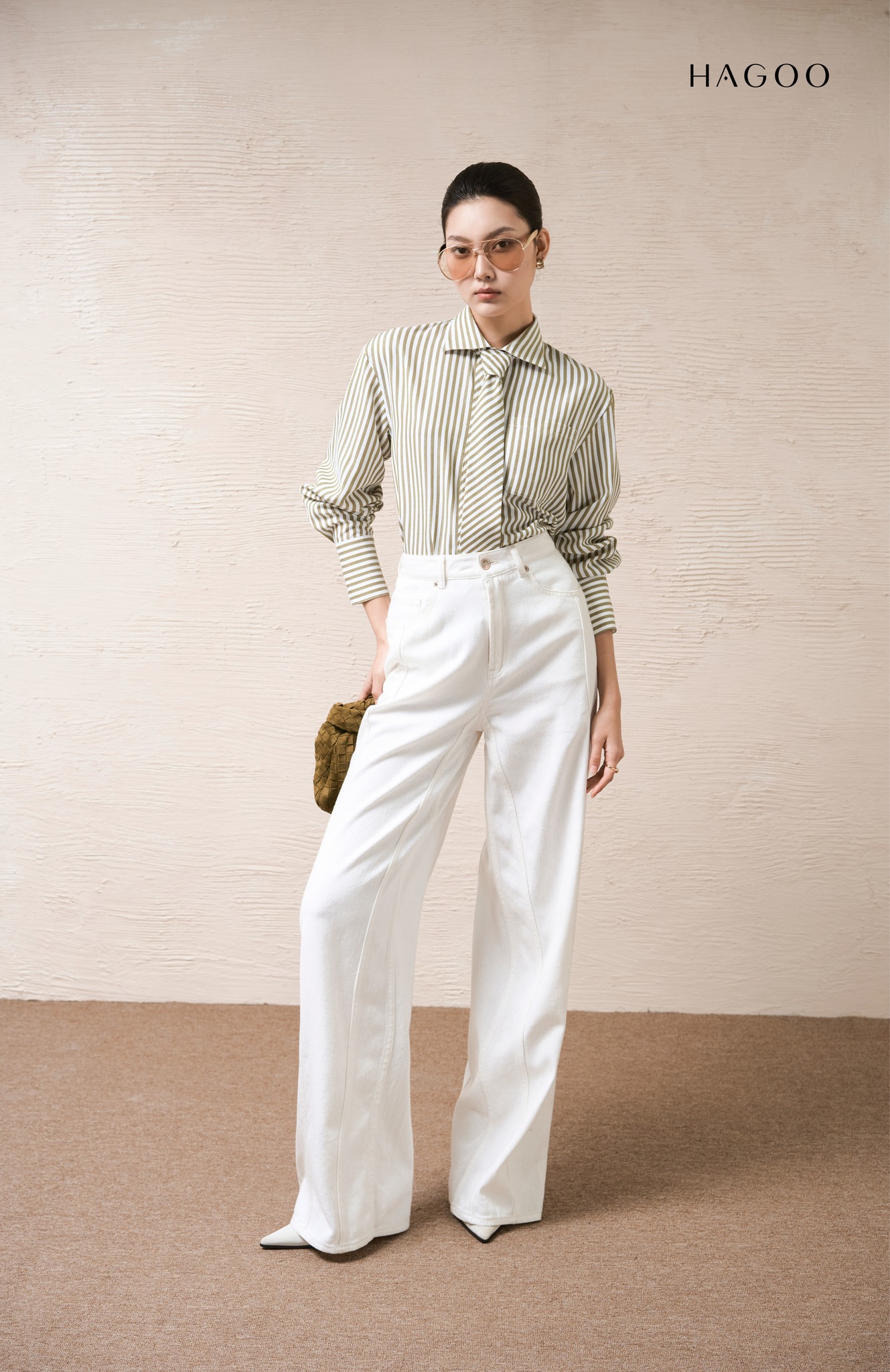 Quần jean trắng bổ 2 đường HAGOO