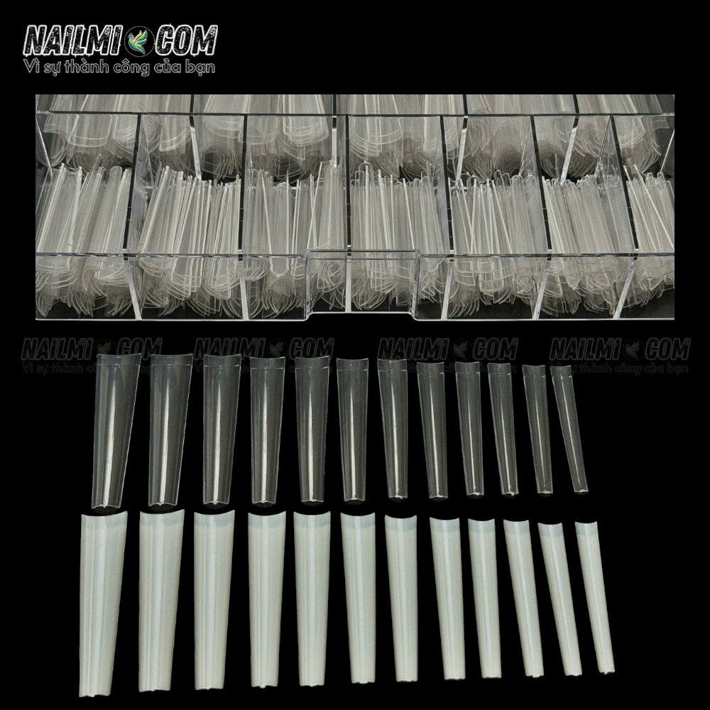 Móng nối (típ) - trơn - thang dài  - xịn - màu trắng trong