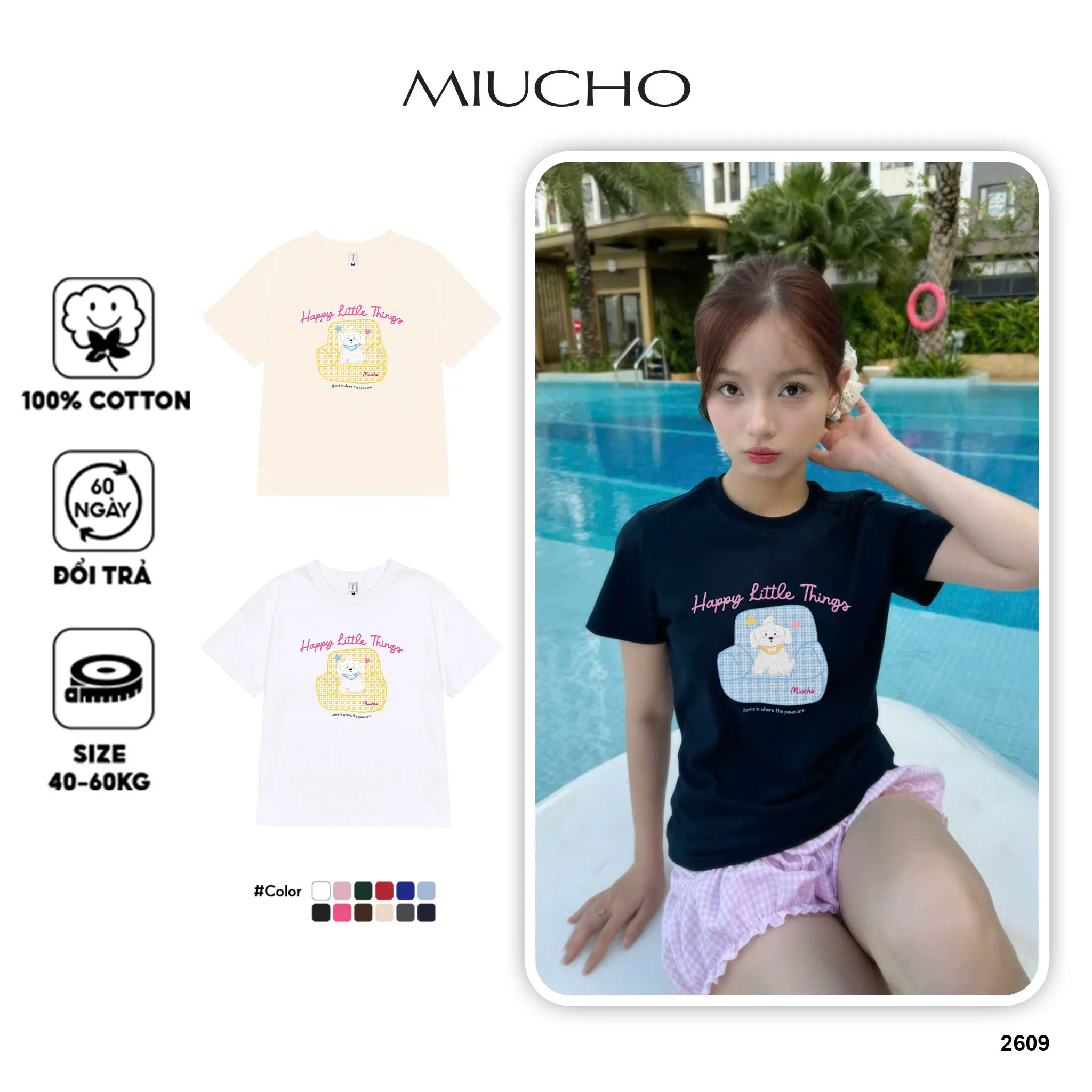 Áo baby tee nữ in hình cún cute 2609 Miucho tay ngắn cổ tròn vải cotton 2c thoáng mát in mix_thumbnail_1