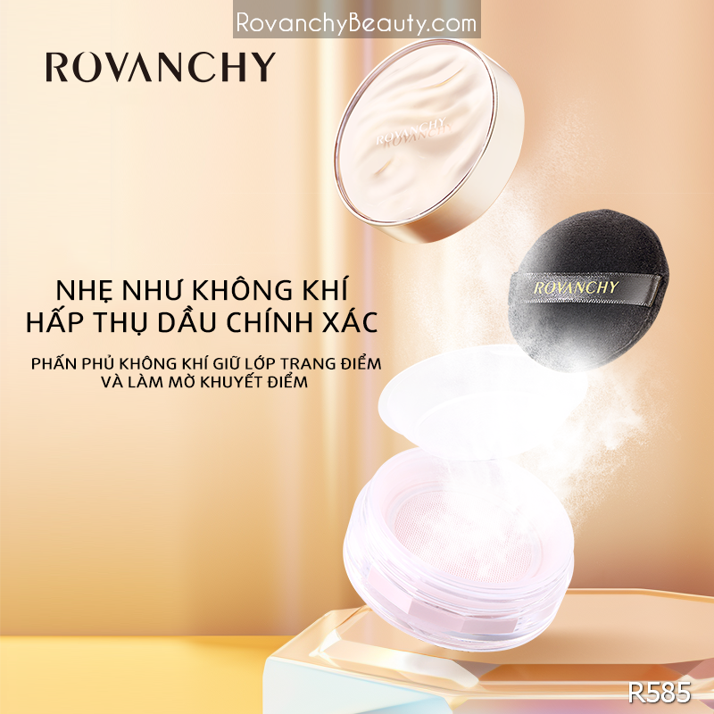 Phấn Phủ R585 ROVANCHY Siêu Nhẹ Mịn, Kiềm Dầu, Không Trôi - 3 Tone Màu Tự Nhiên, Mịn Màng Cả Ngày