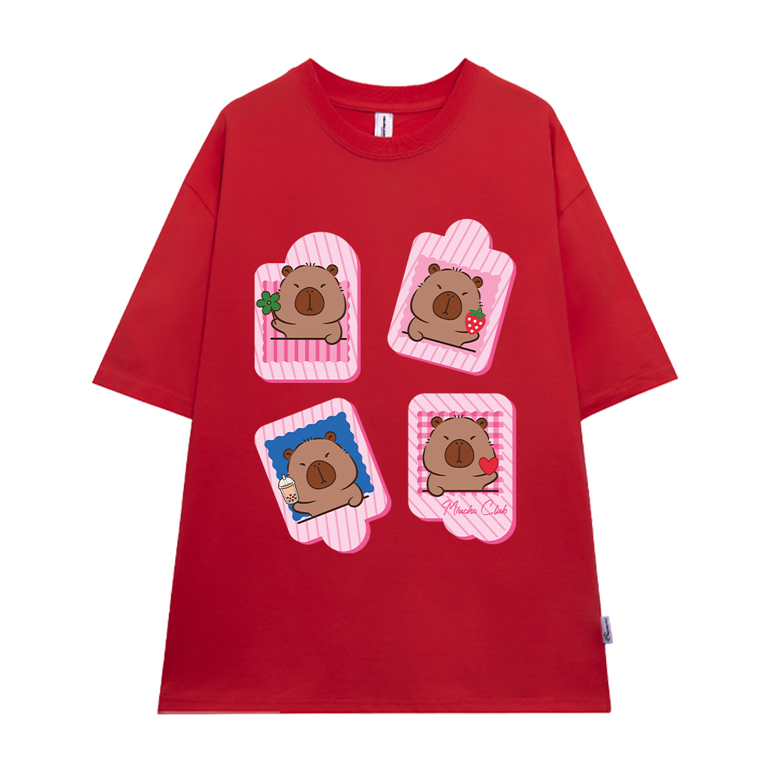 Áo phông form rộng Capybara unisex ATD1494 Miucho vải cotton thoáng mát cổ tròn in mix_thumbnail_15