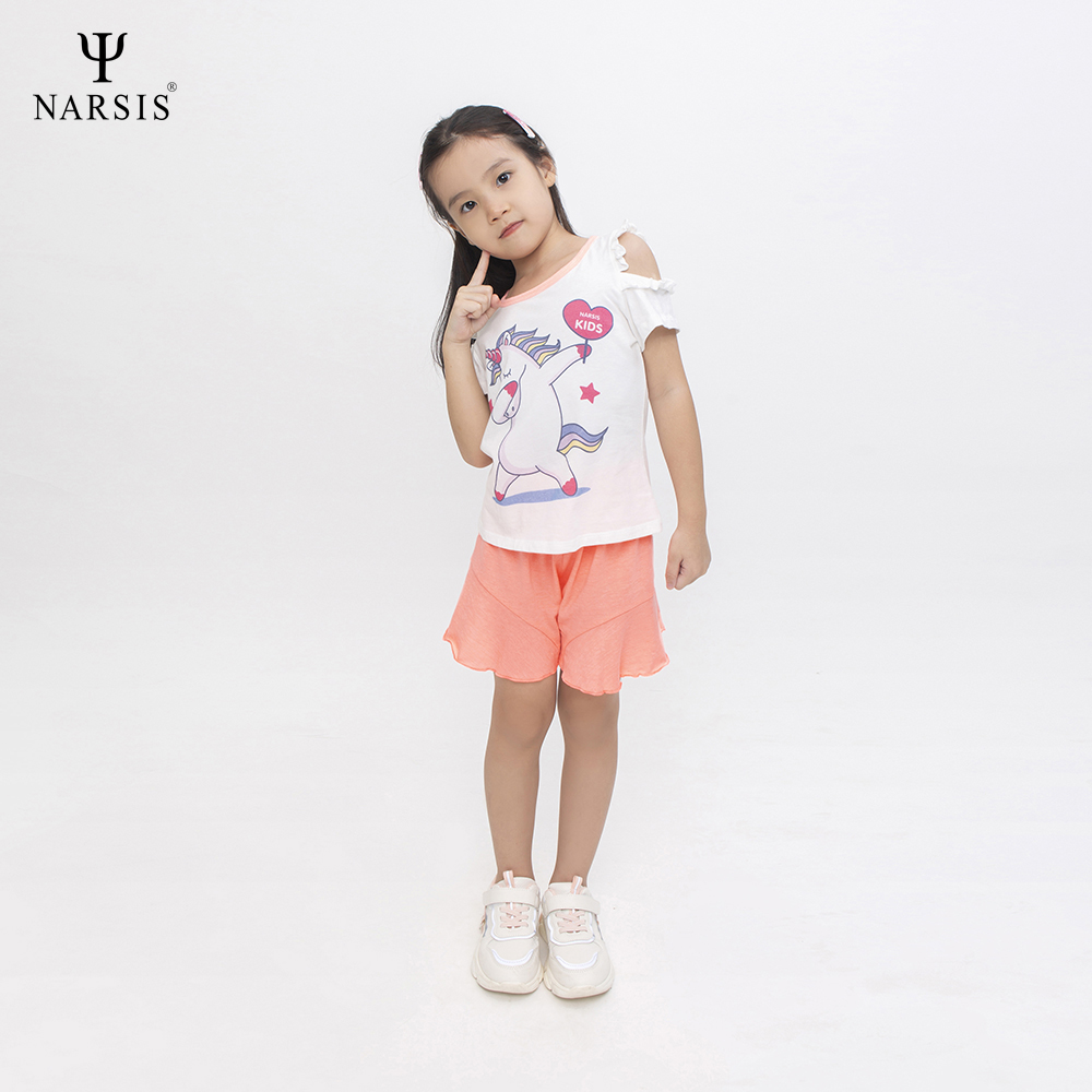 BỘ HÈ BÉ GÁI KM0021 NARSIS CHẤT LIỆU THOÁNG MÁT, DỄ CHỊU, THOẢI MÁI CẢ NGÀY, DỄ VẬN ĐỘNG_thumbnail_0
