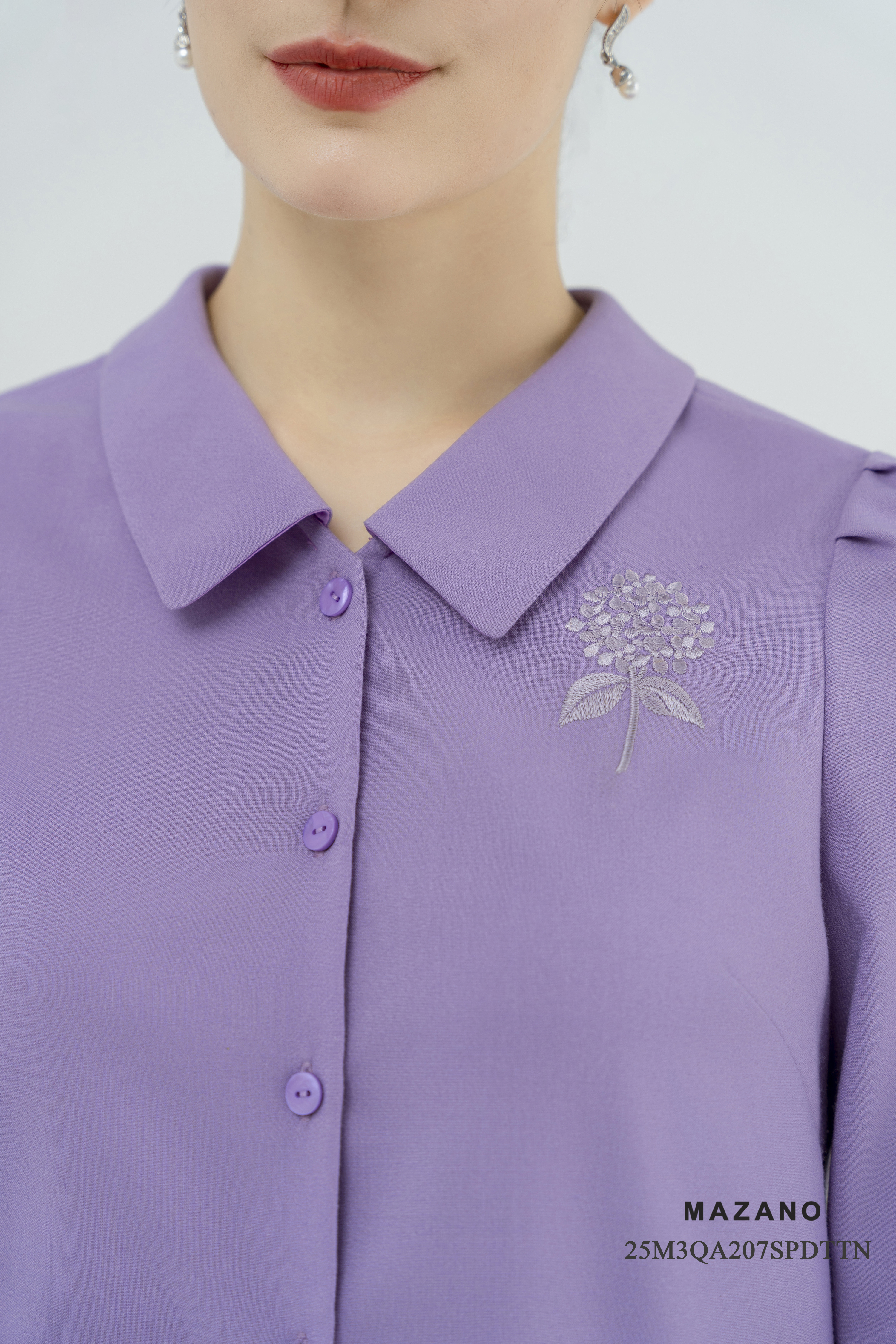 Bộ Quần và Áo suông Vải thô pha linen Thêu hoa thủ công Cổ nằm Tay lỡ Dài quần tới mắt cá chân_thumbnail_4