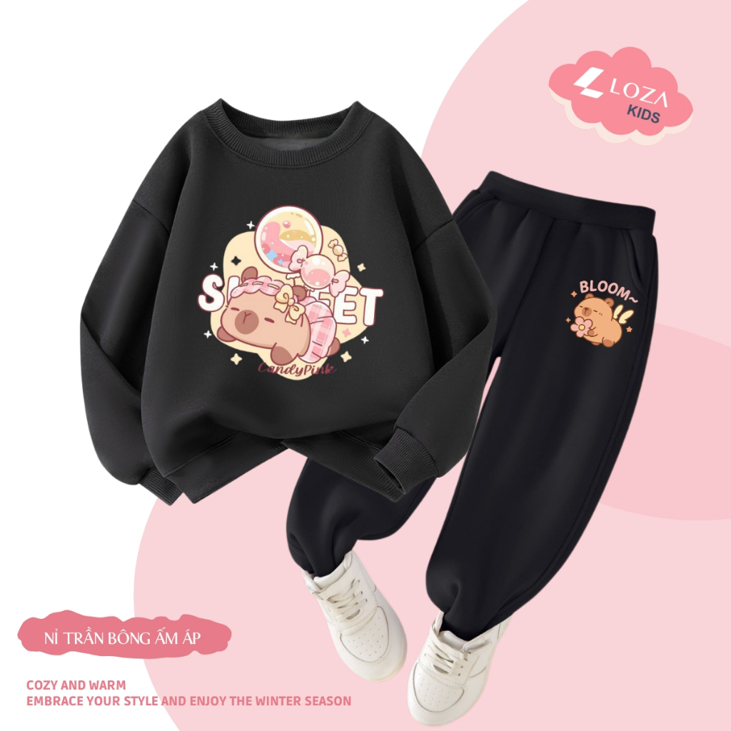 Set bộ nỉ bé gái in hình Capybara sweet - Loza Kids BI477_thumbnail_3