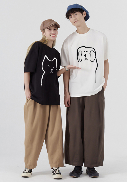 Áo thun cặp đôi couple đáng yêu from rộng ATD1371 Miucho vải cotton cổ tròn in artwork_thumbnail_2