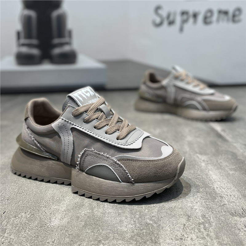 GA338 - Giày nam retro đế dày da phối vải lụa đá phong cách châu Âu thời trang thu 2024_thumbnail_8