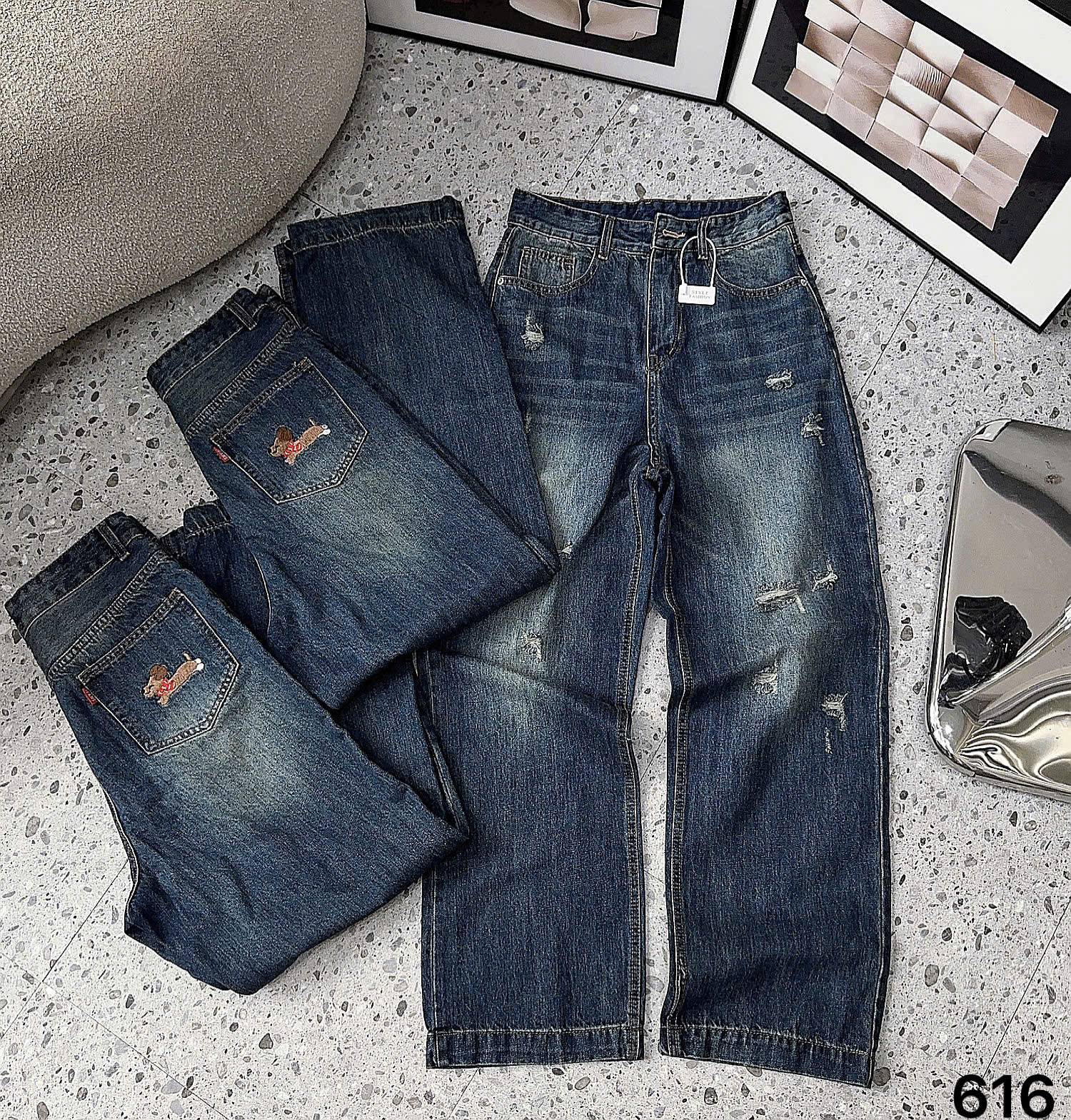 BIGSIZE NỮ - Quần suông rách thêu cún T-QJ616_thumbnail_3