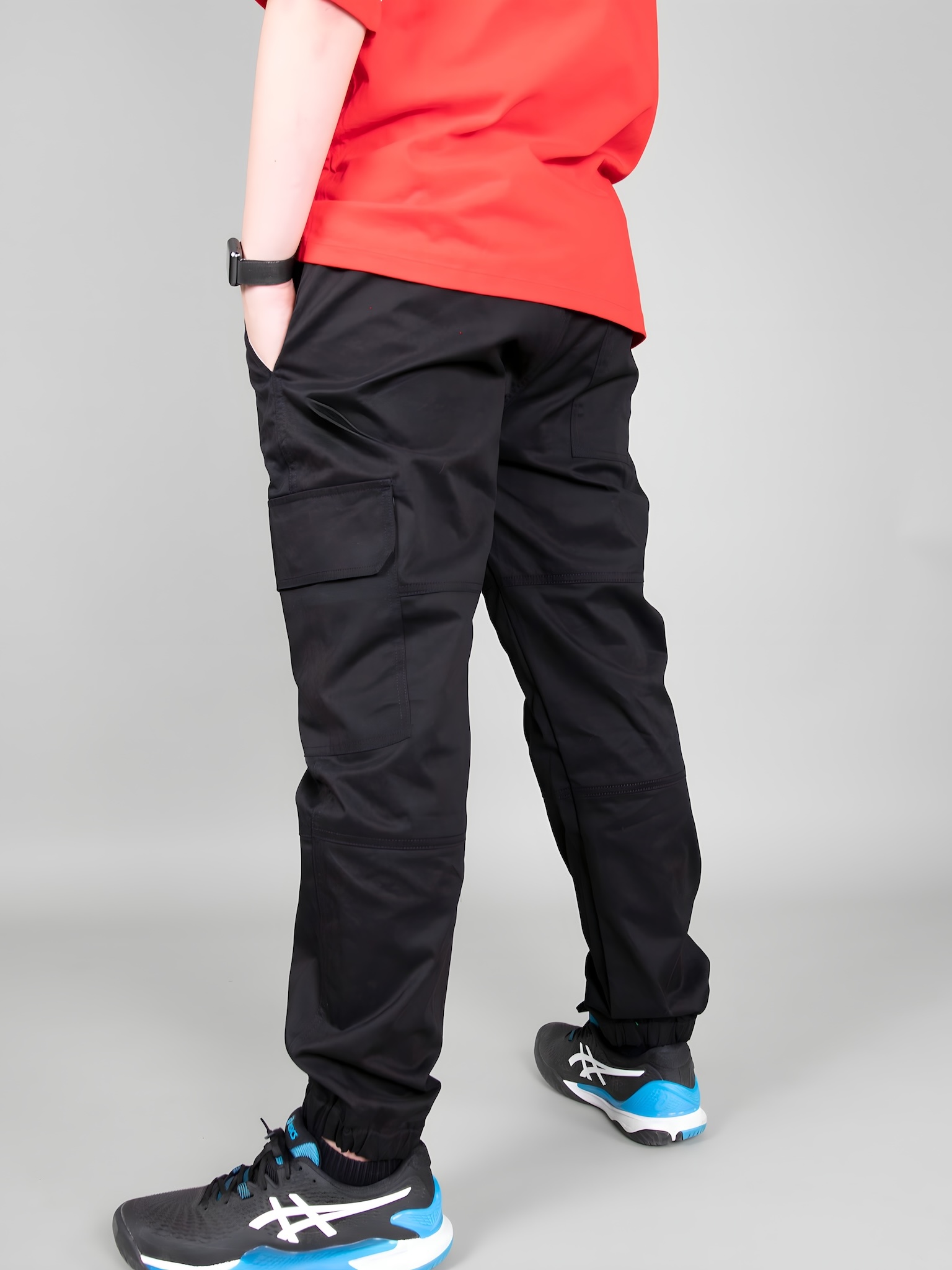 Quần kaki đen chun gấu túi hộp sườn