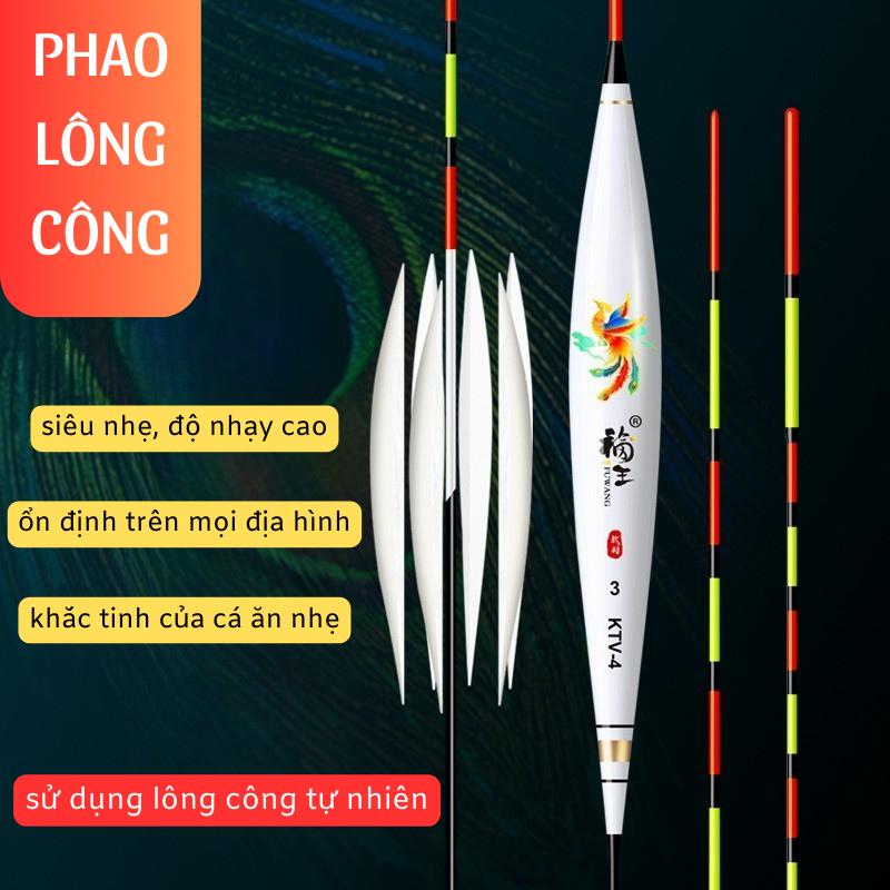 Phao Câu Cá Lông Công Cao Cấp