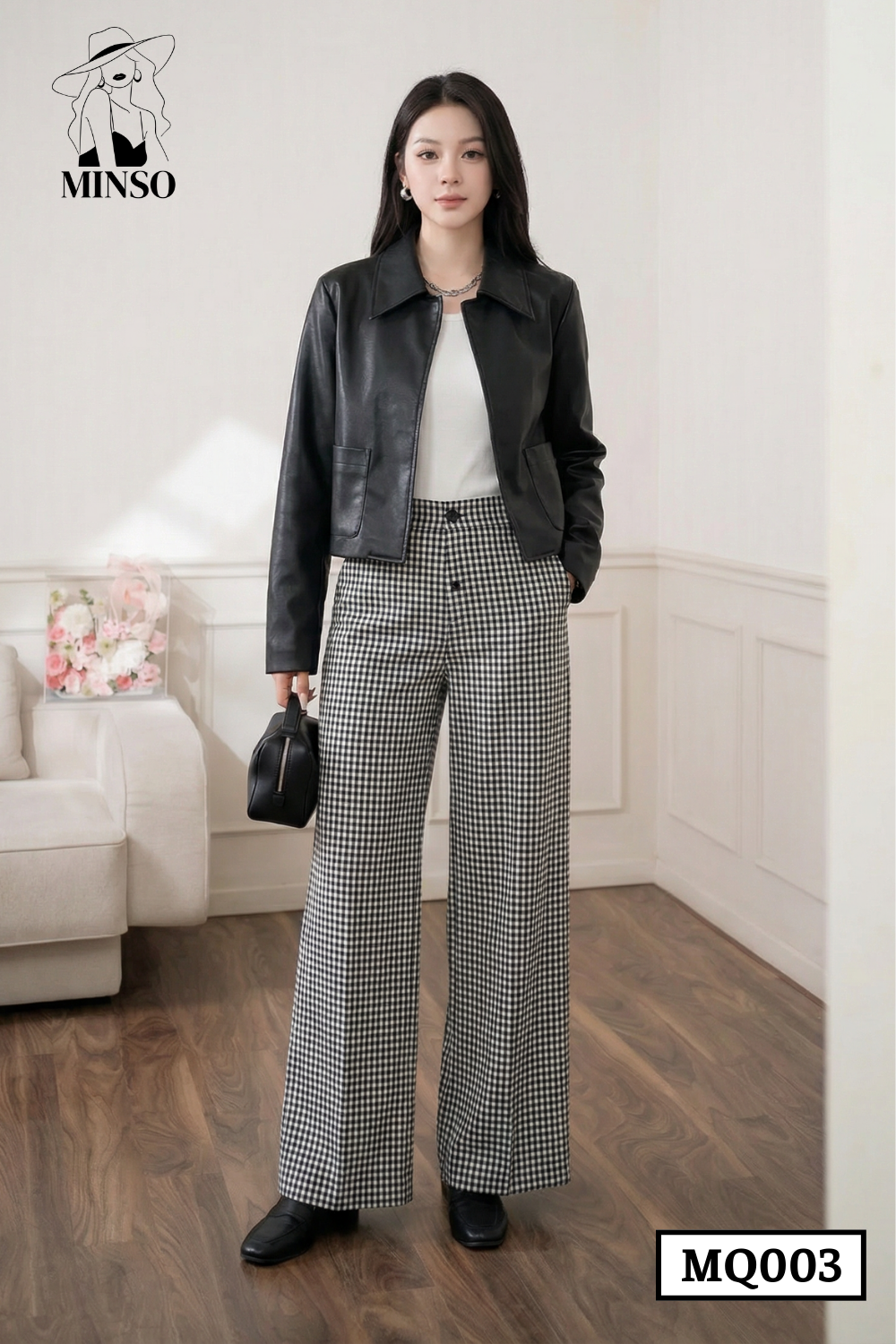 Quần caro dáng suông ống rộng MQ003