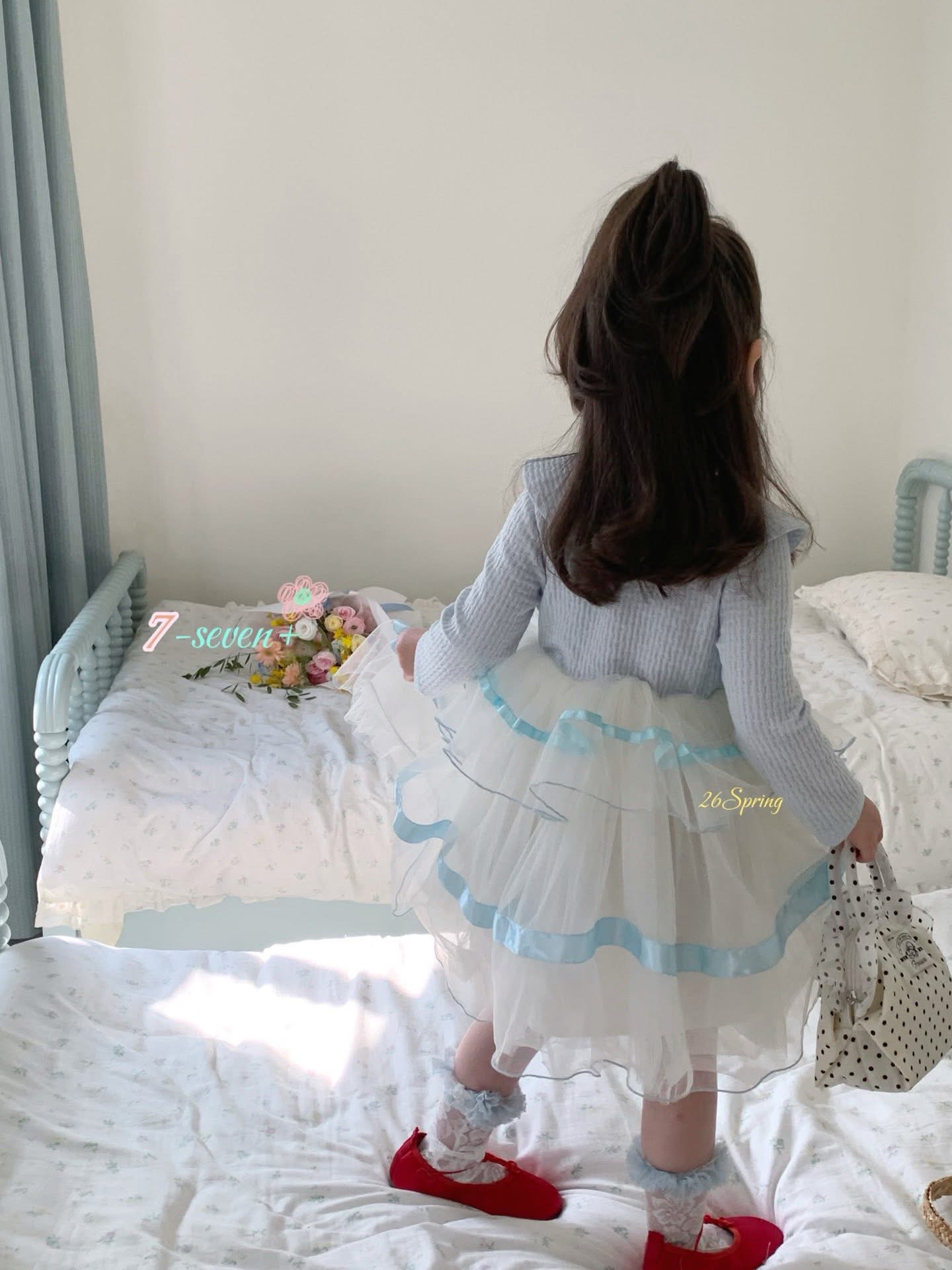 (H9) Váy voan cổ sen màu xanh liền chân váy trắng 7-Seven_thumbnail_3