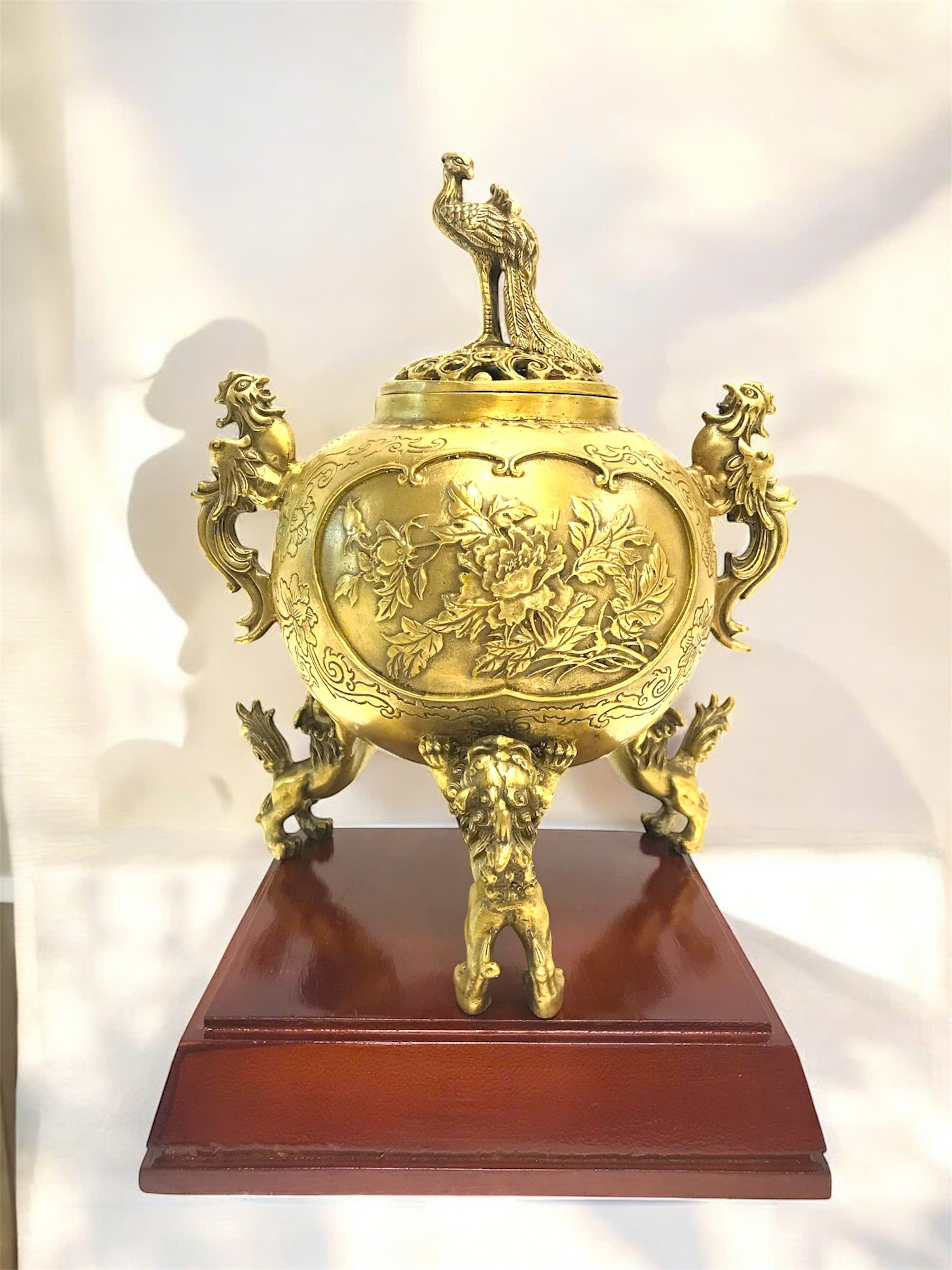 Lư xông trầm bằng đồng nắp công KT 20CM X 15CM _thumbnail_0