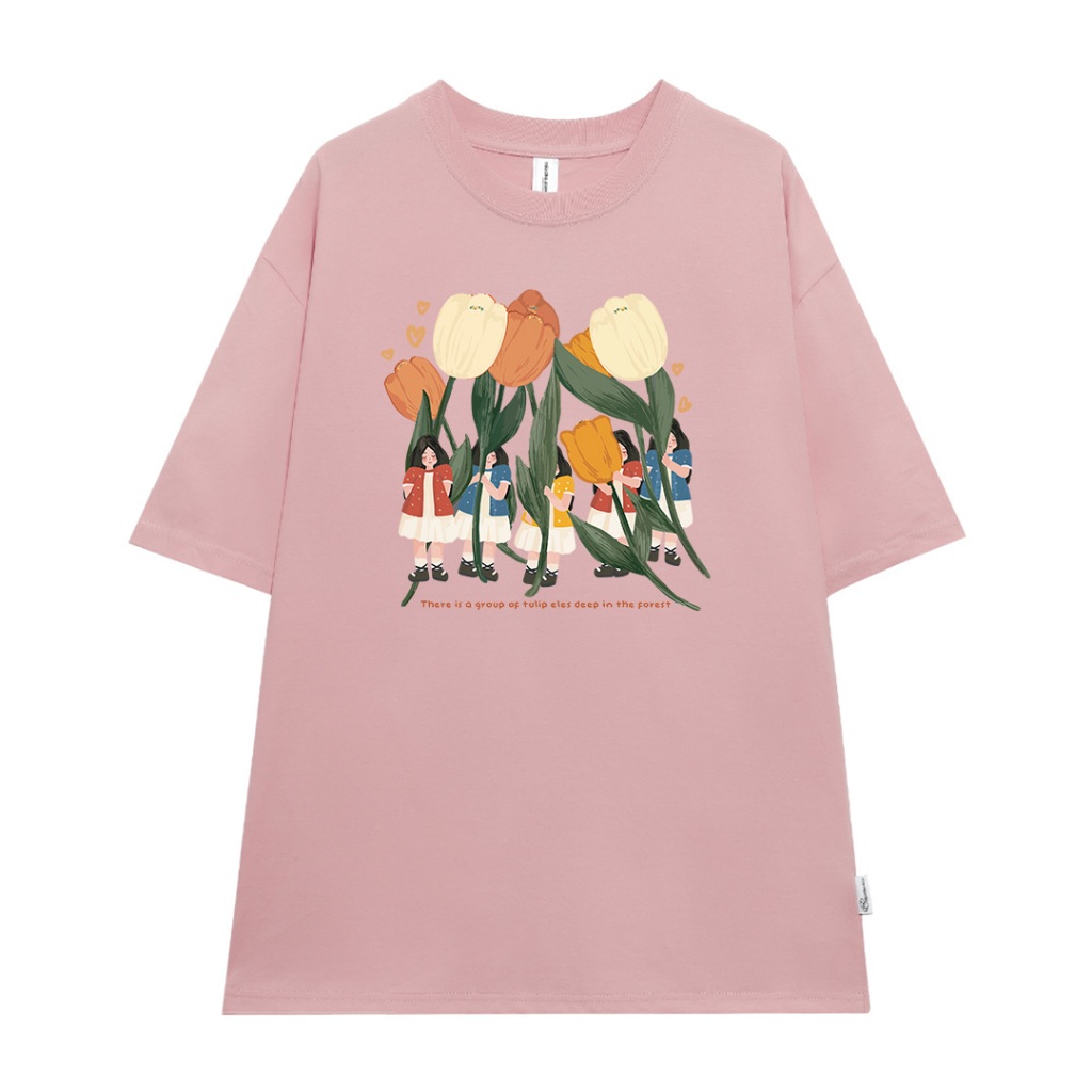 Áo thun nữ hoa tulip form rộng ATD201 Miucho chất vải cotton in Artwork_thumbnail_13