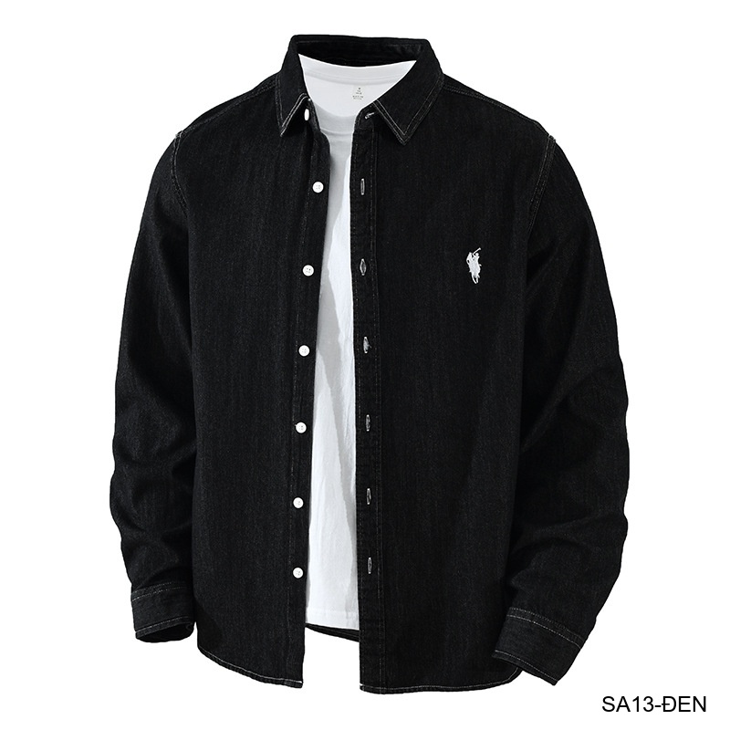 SA13 - Áo sơ mi nam dài tay phong cách Nhật, chất cotton mềm, form rộng thoải mái, 3 màu xanh nhạt/xanh đậm/đen_thumbnail_16