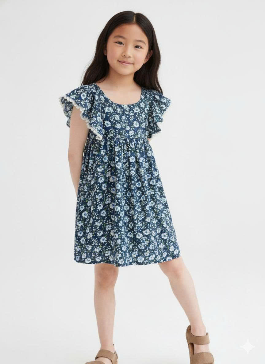 Váy xanh hoa cúc trắng