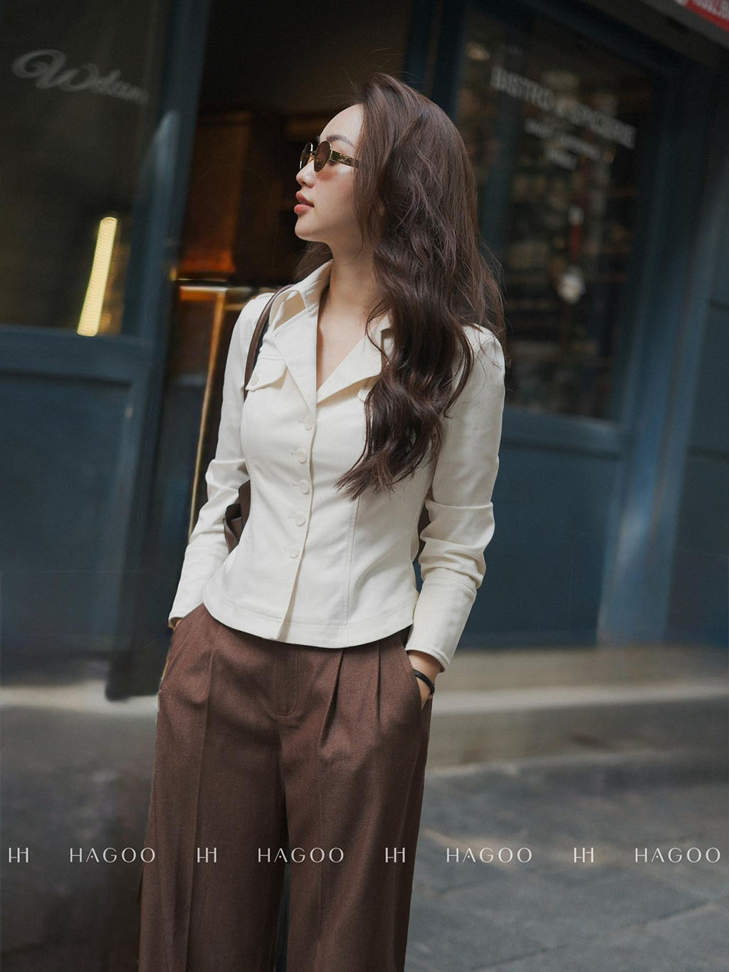 Áo sơ mi kaki ôm eo HAGOO