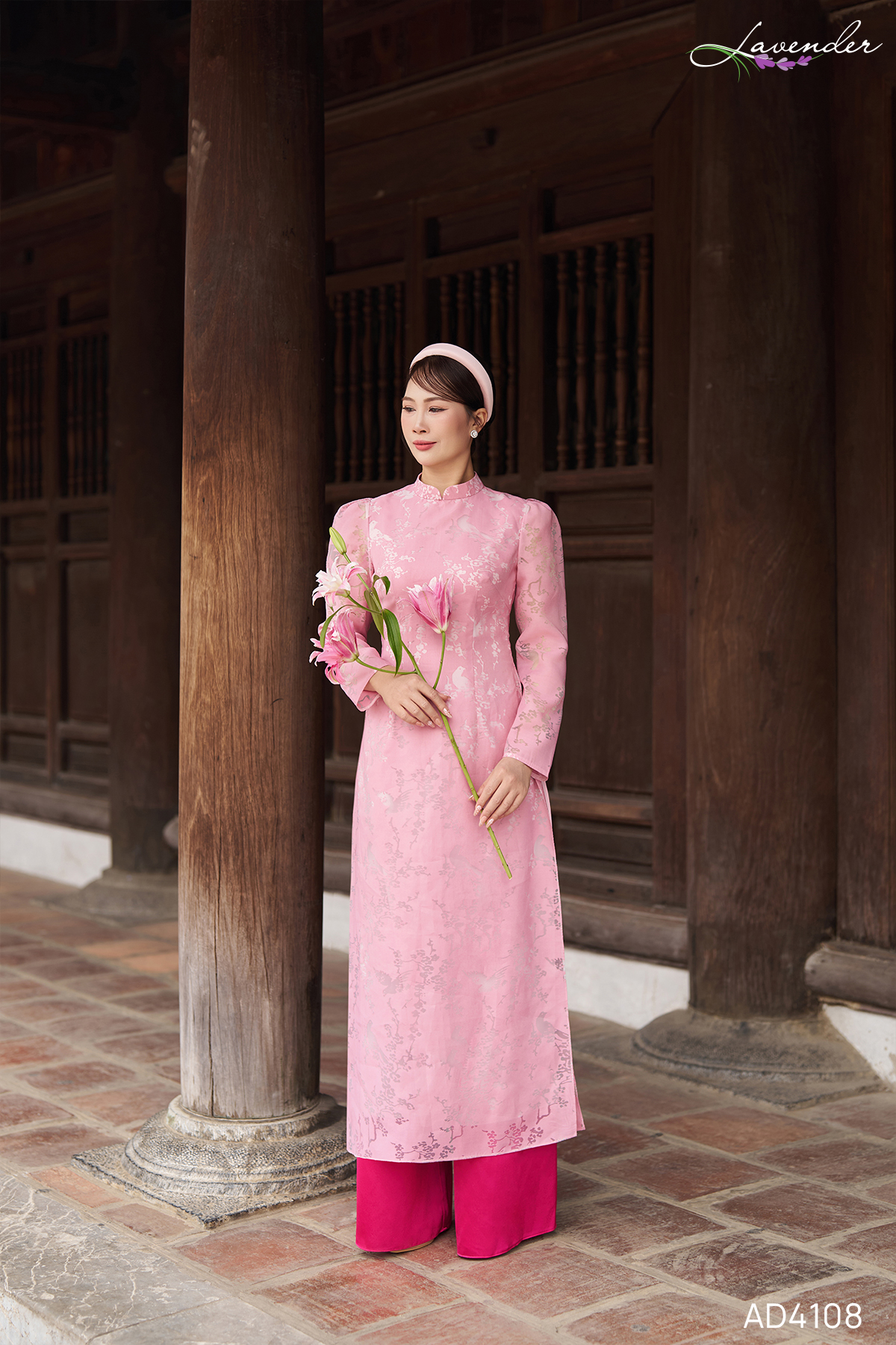 Áo dài phối họa tiết hoa AD4108_thumbnail_2