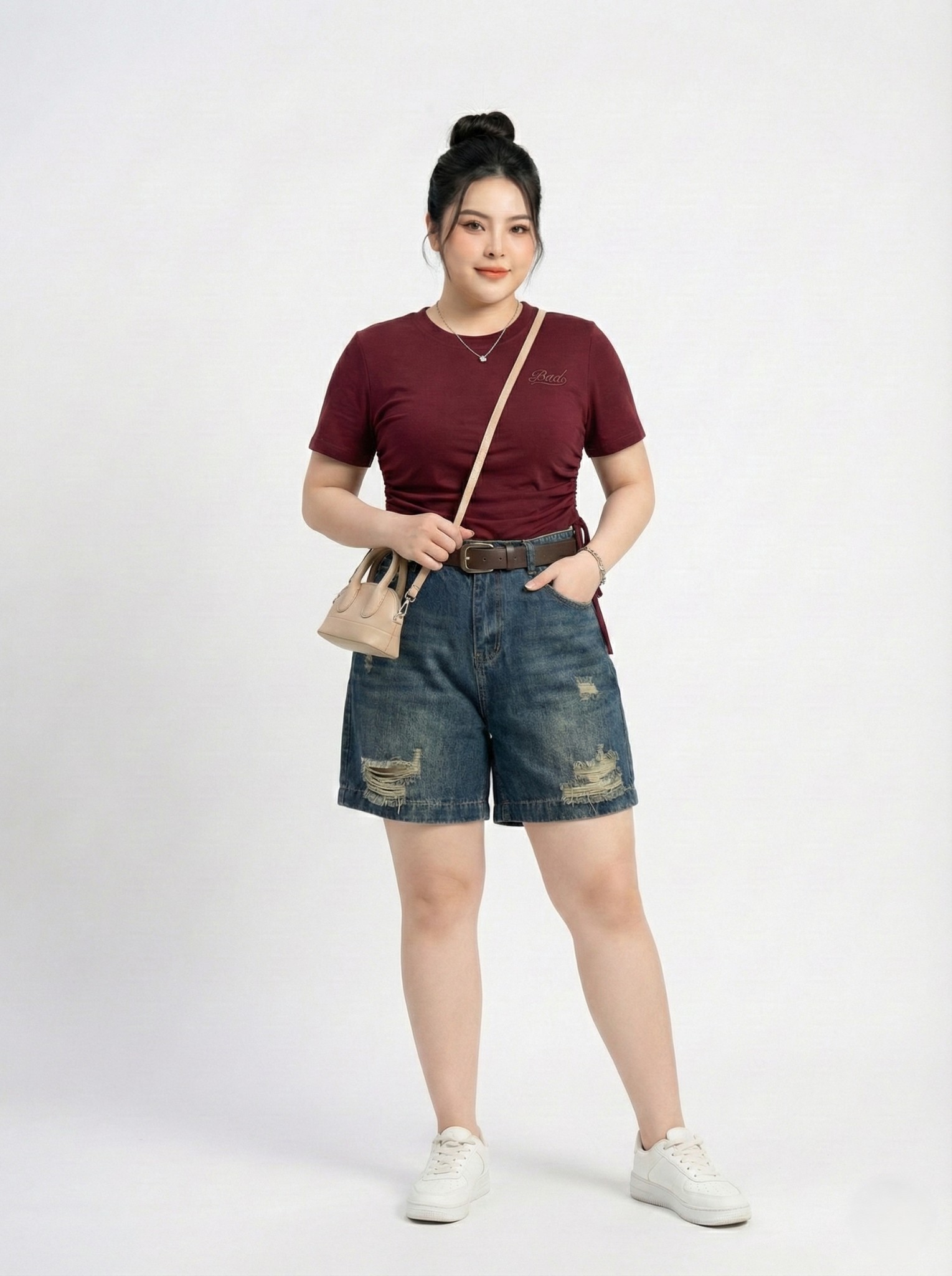 Áo Thun Tay Ngắn Bigsize Thêu Bad AT9007 – Chất Borip Lụa Mềm Mát, Không Kén Dáng