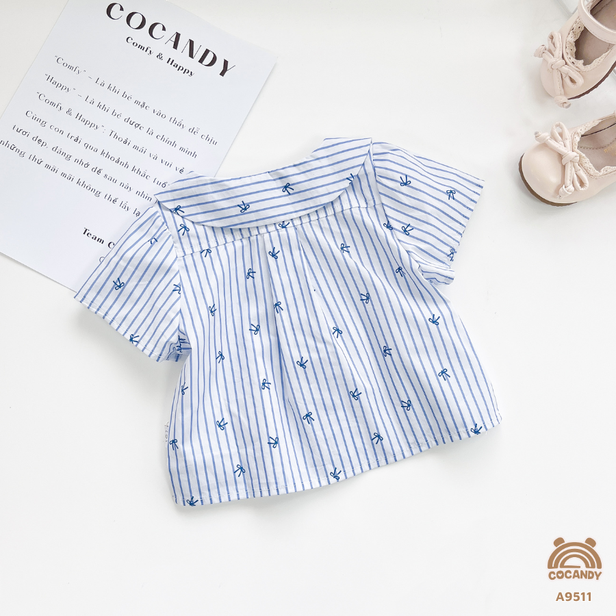 Áo cộc kẻ XANH họa tiết nơ_thumbnail_3