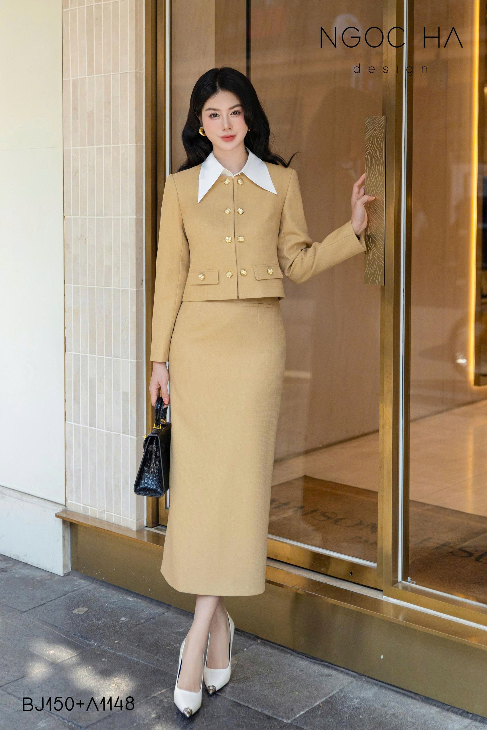 Bijou Set_ Bộ Text Dài Tay Màu Vàng Đồng BJ150