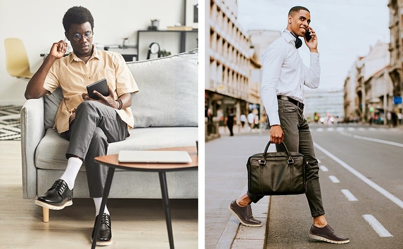 Phối quần âu áo sơ mi với giày sneaker trẻ trung