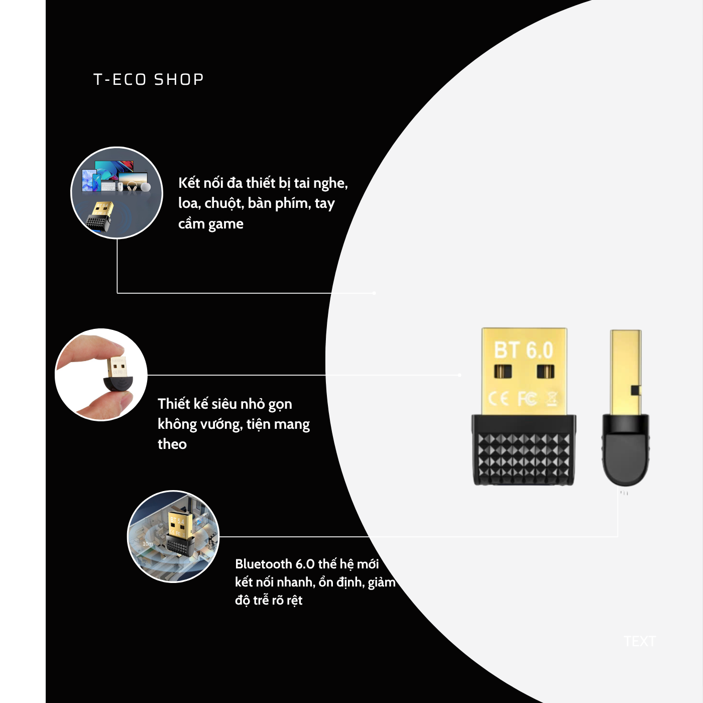 T-ECO SHOP USB Bluetooth 6.0 Cho PC Laptop – Kết Nối Không Dây, Plug & Play, Tương Thích Đa Năng_thumbnail_4