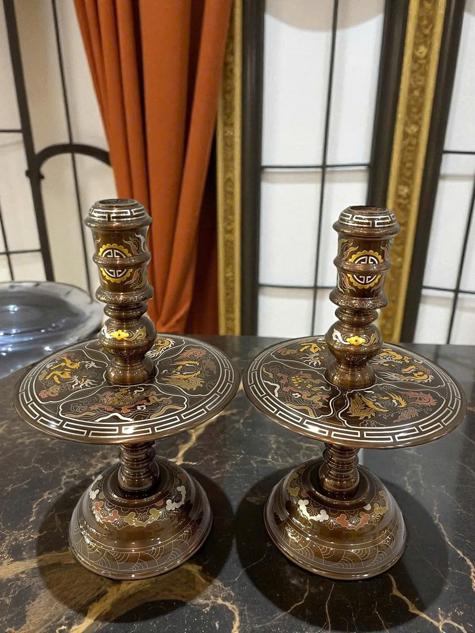 Bộ ngũ sự cao 60cm khảm ngũ sắc khảm kỹ _thumbnail_0